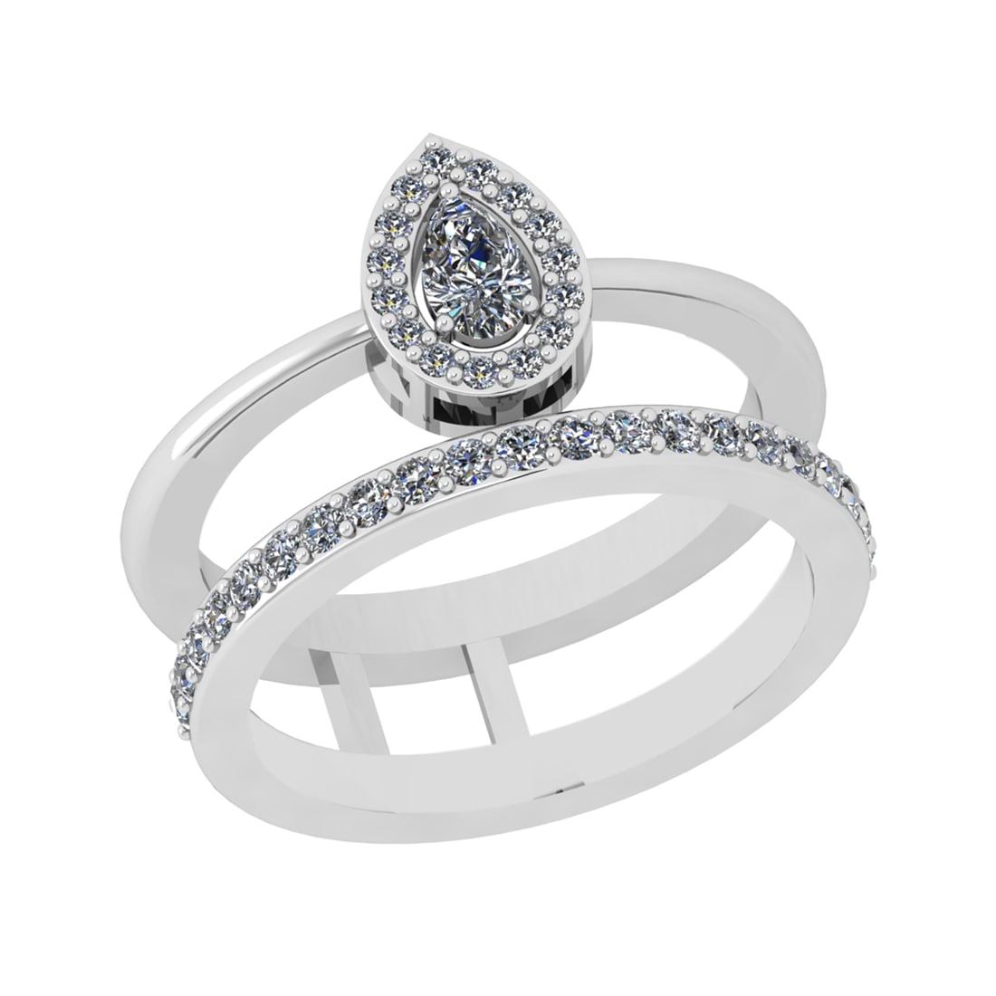 0.68 Ctw SI2/SI1 Diamond Prong Set 14k white Gold Engagement Ring: Center Daimond Weight :-0.25 Ctw ( Pear Cut) Color : G-H Clarity : SI2/SI1 Side Diamond Weight Of Ctw 0.43 Ctw Color : G-H Clarity : SI2/SI1 Daimond Setting : Prong Metal Weight : Approx 4.91 gram 14k
