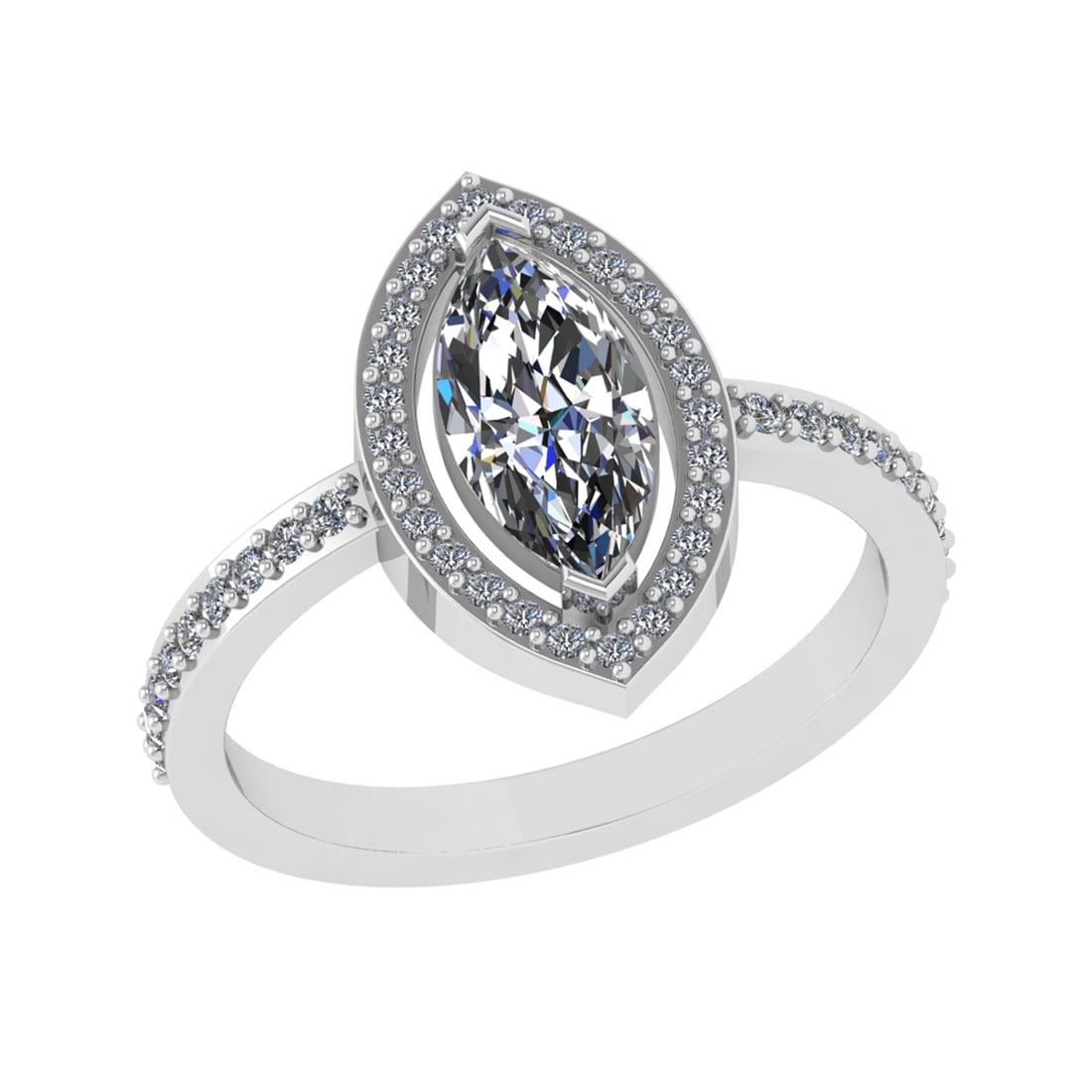 1.27 Ctw VS/SI1 Diamond 14k white Gold Engagement Ring (ALL DIAMOND ARE LAB: Center Daimond Weight :-1.00 Ctw ( Marquise Cut) Color : G-H Clarity : VS/SI1 Side Diamond Weight Of Ctw 0.27 Ctw Color : G-H Clarity : VS/SI1 Daimond Setting : Prong Metal Weight : Approx 3.53 gram 1