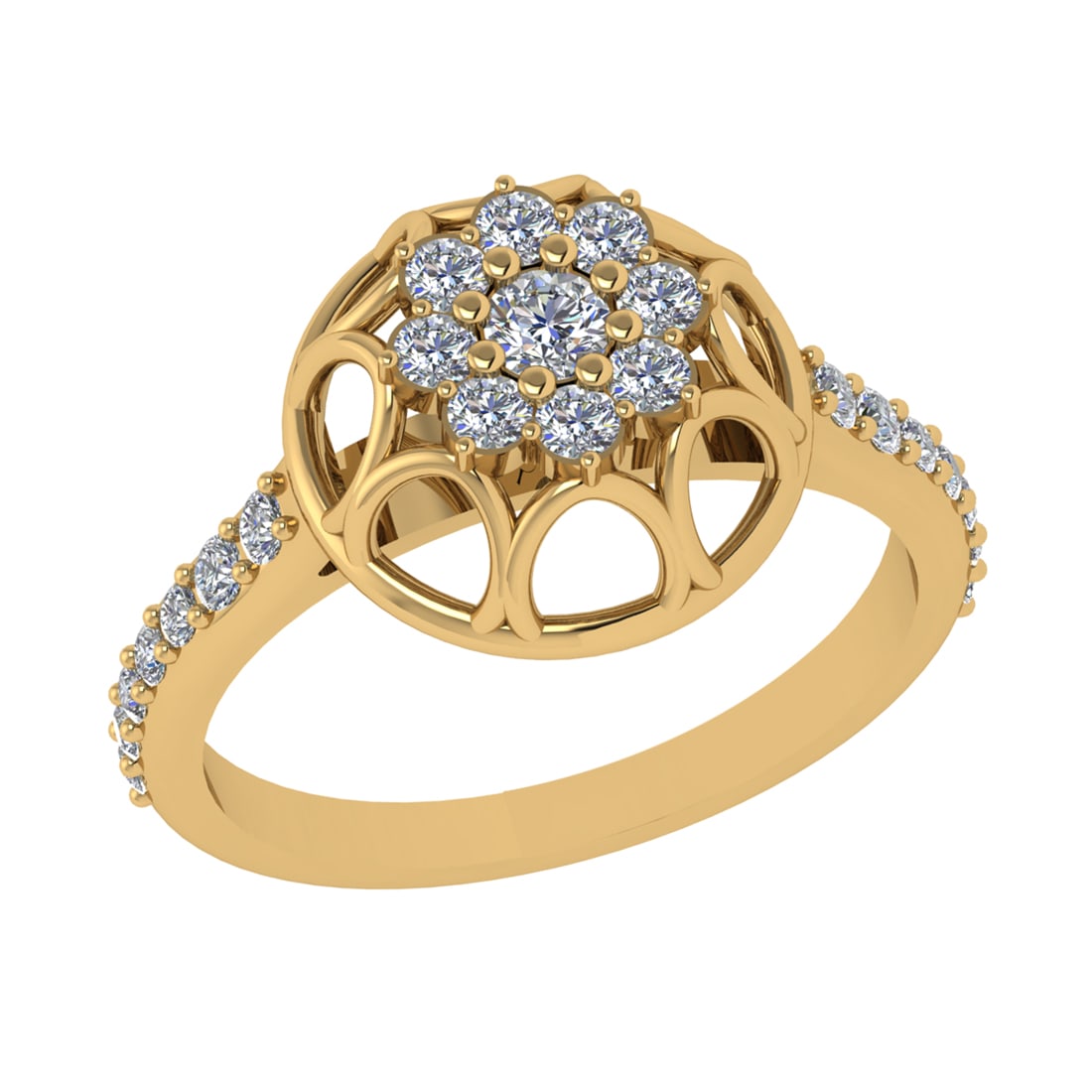 0.64 Ctw SI2/SI1 Diamond Prong Set 14k Yellow Gold Engagement Ring: Center Daimond Weight :-0.11 Ctw ( Round Cut) Color : G-H Clarity : SI2/SI1 Side Diamond Weight Of Ctw 0.53 Ctw Color : G-H Clarity : SI2/SI1 Daimond Setting : Prong Metal Weight : Approx 3.68 gram 14