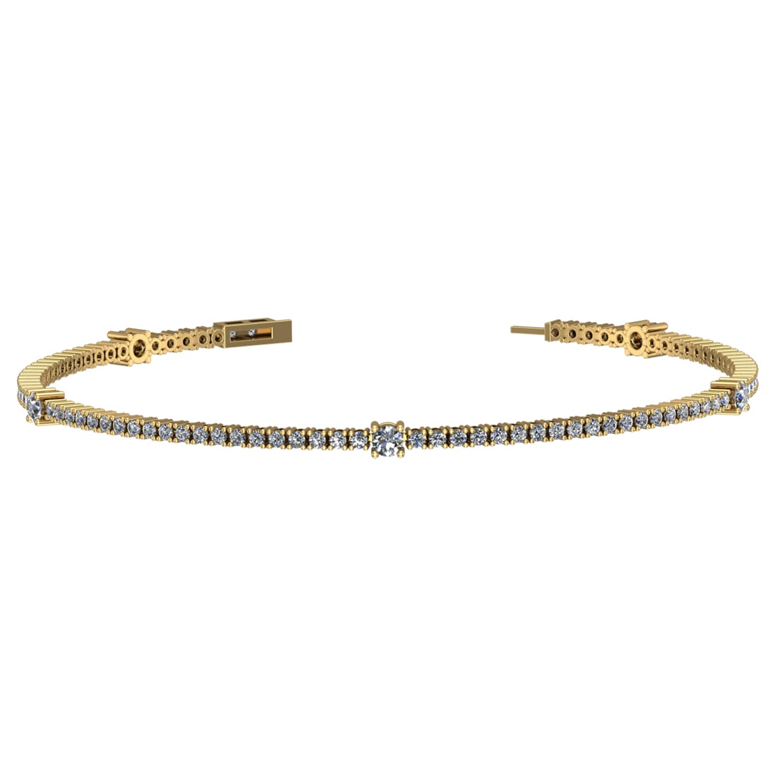 2.10 Ctw VS/SI1 Diamond Prong Set 14k Yellow Gold Bracelet (1 of 1)