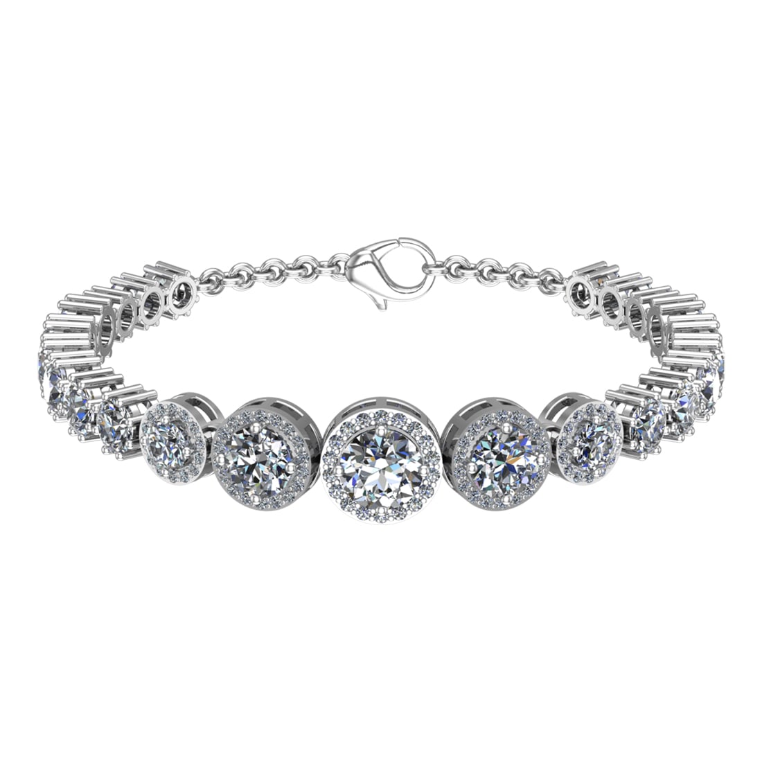 15.03 Ctw SI1/SI2 Diamond 14k white Gold Bracelet (ALL DIAMOND ARE LAB GROW: Total Daimond Weight :-15.03 Ctw Color : G-H Clarity : SI1/SI2 Setting : Prong Metal Weight : Approx 29.11 gram 14k White Gold Bracelet (ALL DIAMOND ARE LAB GROWN) Current Size 7.5 inch #3SS65490v15