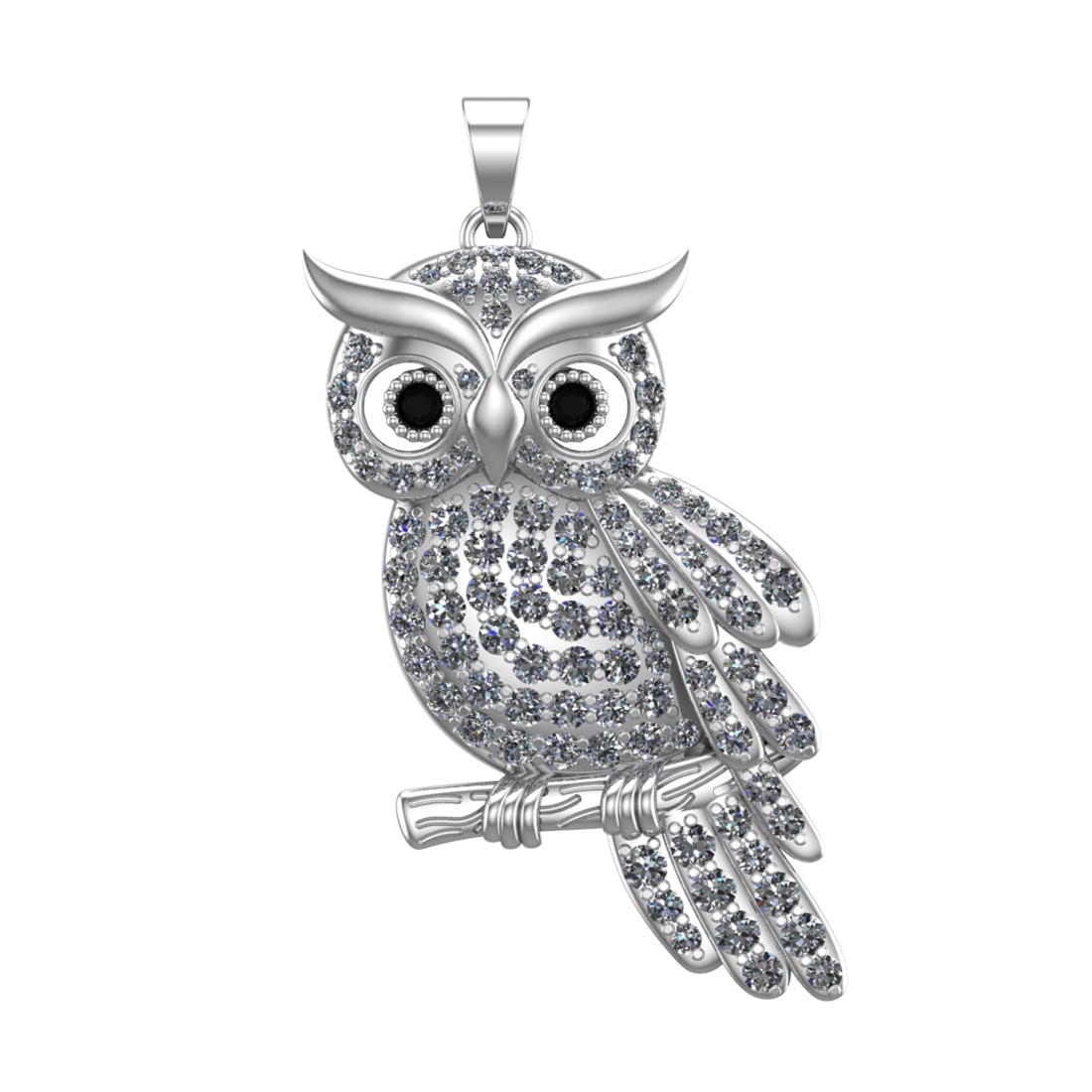 1.92 Ctw SI1/SI2 Diamond 14k white Gold Creature Pendant(ALL DIAMOND ARE LA: Eye Stone Weight :- 0.02 ctw Eye Stone Color :- Treated Fancy Black Diamond Total Daimond Weight :-1.90 Ctw Color : G-H Clarity : SI1/SI2 Setting : Prong Metal Weight : Approx 18.28 gram 14k White Gol