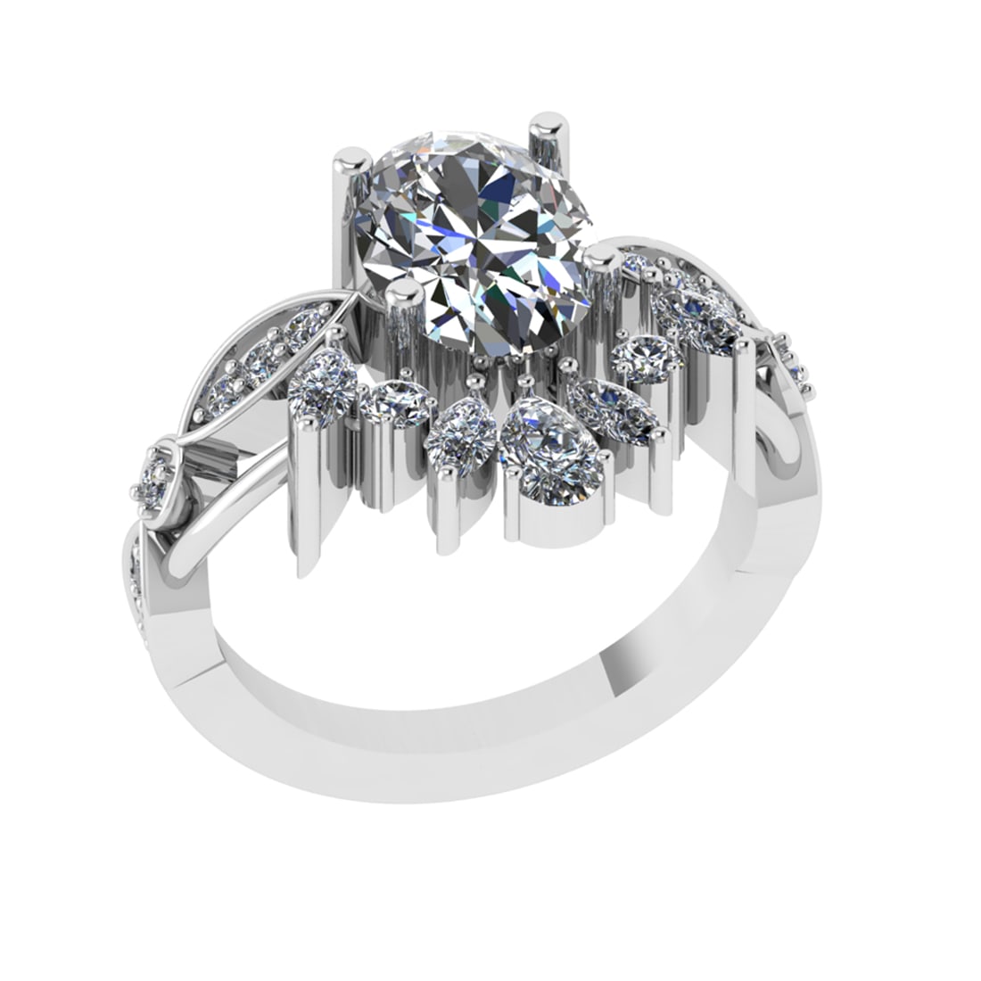 3.27 Ctw VS/SI1 Diamond 14k white Gold Engagement Ring (ALL DIAMOND ARE LAB
