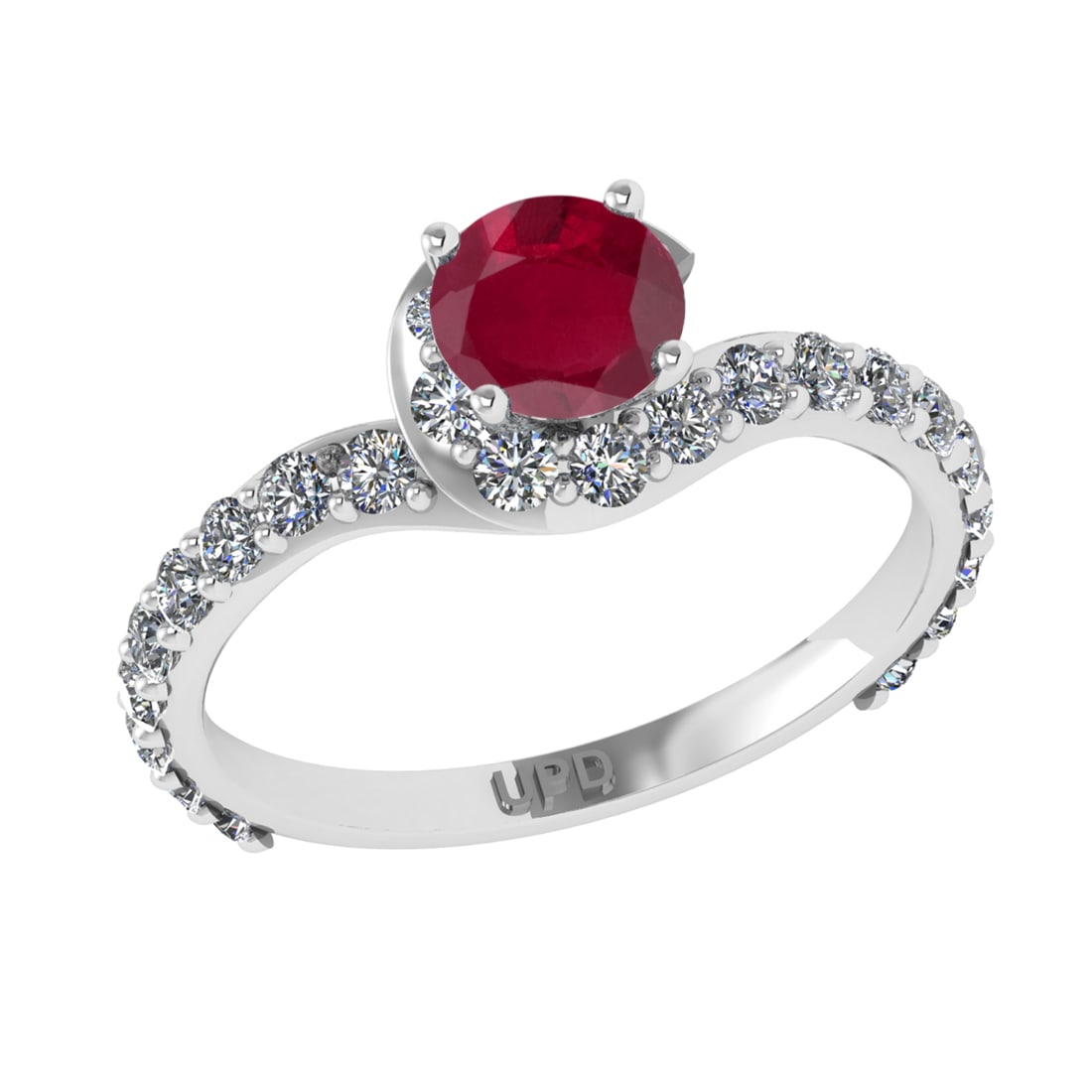 1.67 Ctw VS/SI1 Ruby and Diamond 14k white Gold Engagement Ring (ALL DIAMON (1 of 2)