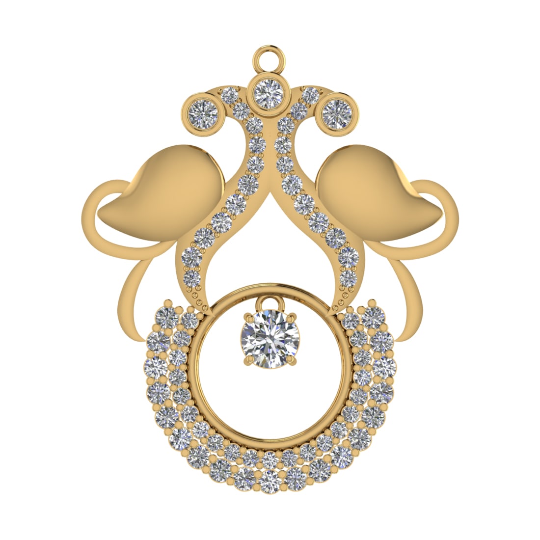 2.11 Ctw SI2/SI1 Diamond Prong Set 14k Yellow Gold Pandant