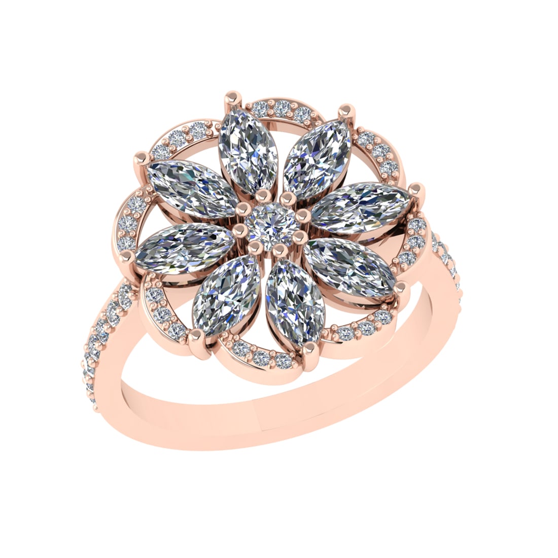 2.44 Ctw SI2/SI1 Diamond Prong Set 14k Rose Gold Engagement Ring