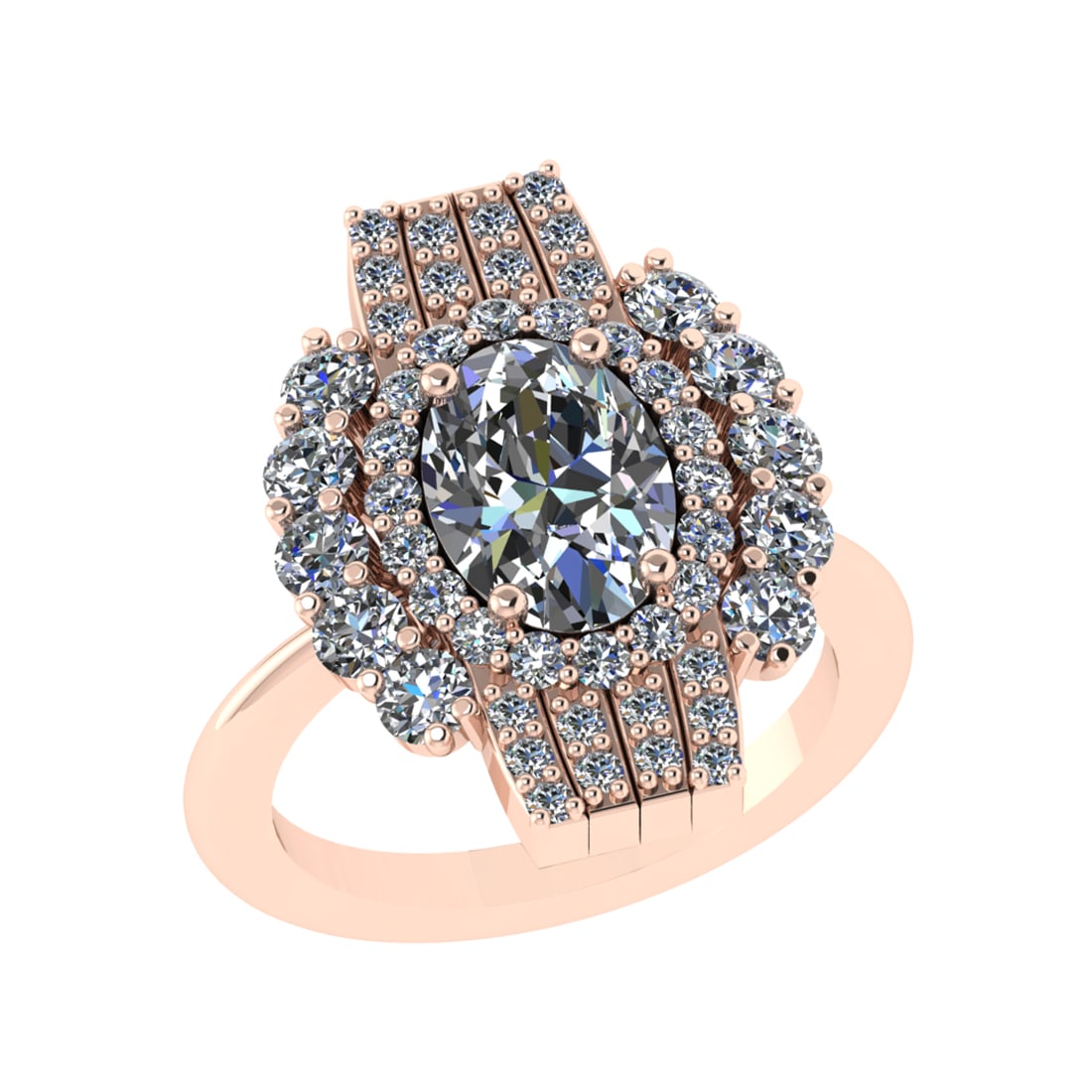 3.83 Ctw SI1/SI2 Diamond 14k Rose Gold Engagement Ring (ALL DIAMOND ARE LAB (1 of 2)