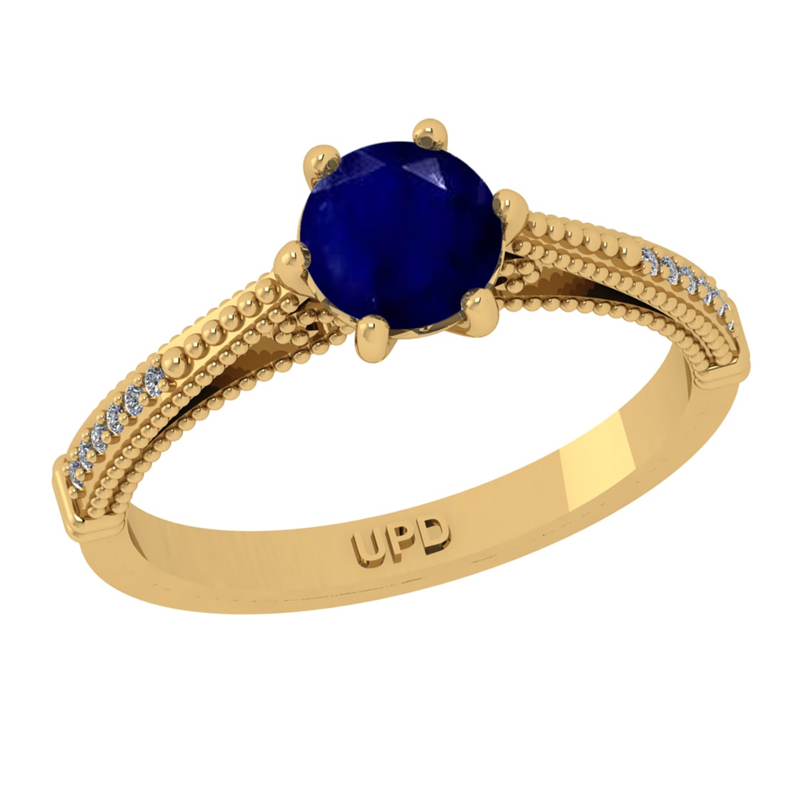 0.90 Ctw VS/SI1 Blue Sapphire and Diamond 14k Yellow Gold Engagement Ring (: Center Stone Weight :-0.84 Ctw ( Round Cut) Center Stone Color :-Blue Sapphire Center Stone Setting : Prong Side Diamond Weight Of Ctw :- 0.06 Ctw Color : J-K Clarity : VS/SI1 Daimond Setting : Prong 