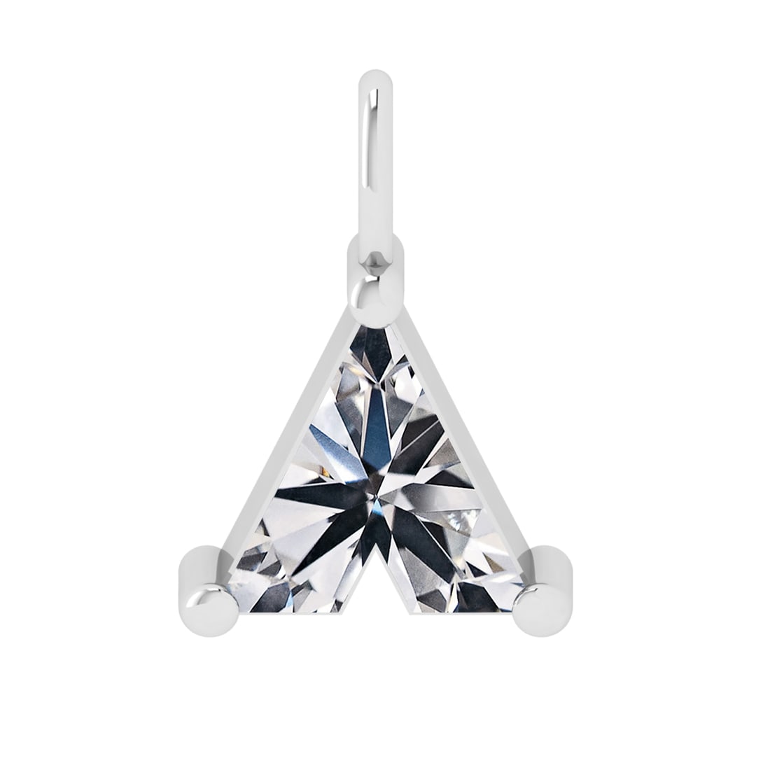 0.49 ctw VS Diamond Style Prong Set 14k White Gold Alphabet-A Pendant (ALL