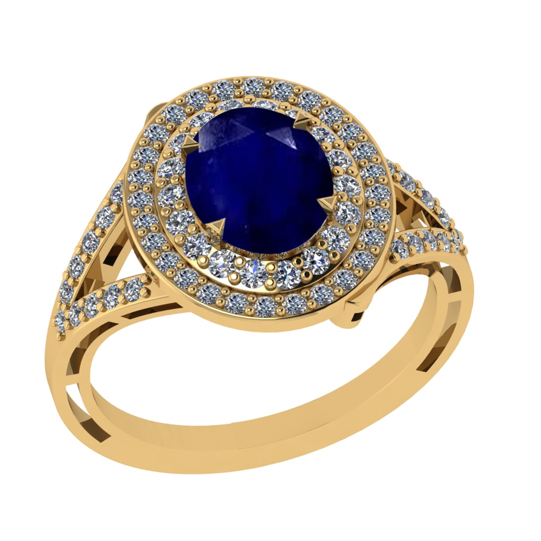 2.65 Ctw VS/SI1 Blue Sapphire and Diamond 14k Yellow Gold Engagement Ring: Center Stone Weight :-2.00l Ctw ( Oval Cut) Center Stone Color :-Blue Sapphire Center Stone Setting : Prong Side Diamond Weight Of Ctw :- 0.65 Ctw Color : J-K Clarity : VS/SI1 Daimond Setting : Prong 