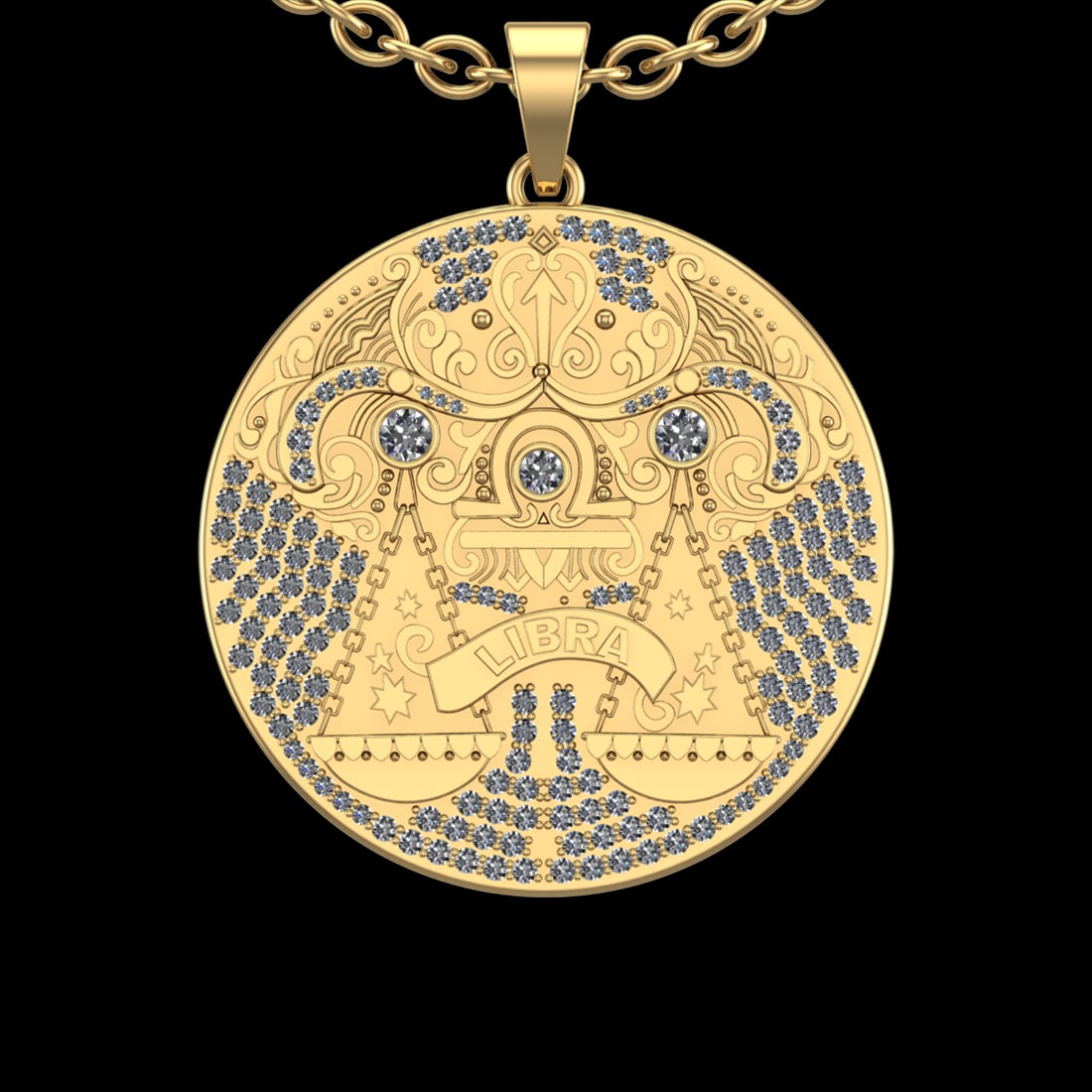 2.22 Ctw VS/SI1 Diamond 10K Yellow Gold Sodiac Sign theme Pendant (ALL DIAM: Total Diamond Weight :-2.22 Ctw (Round cut) Color :- J-K Clarity : VS/SI1 Setting : Prong Metal Weight : Approx 18.90 gram 10K Yellow Gold Sodiac Sign theme Pendant (ALL DIAMOND ARE LAB GROWN ) #3SS69