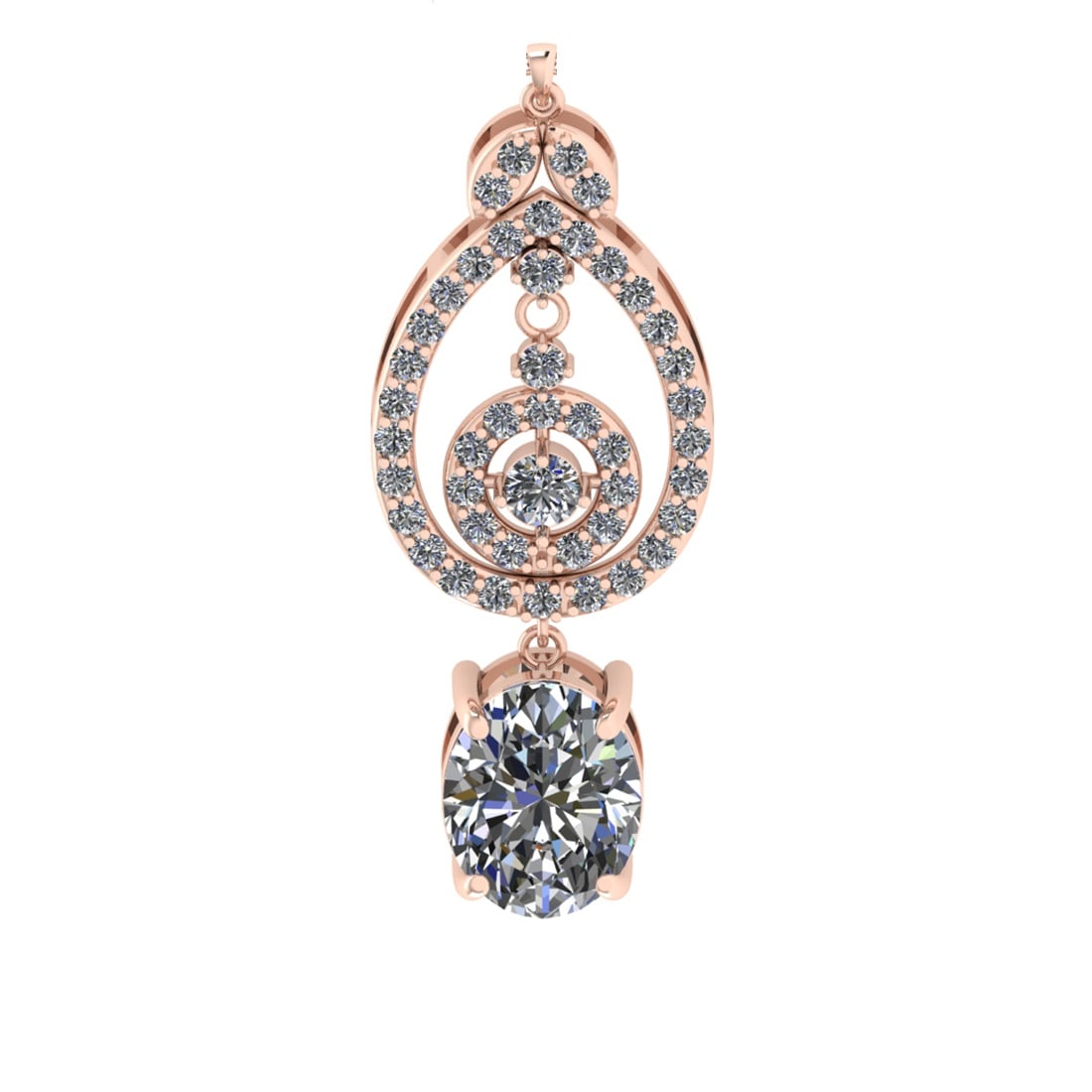 6.87 Ctw VS/SI1 Diamond Prong Set 14K Rose Gold Pandant (ALL DIAMOND ARE LA