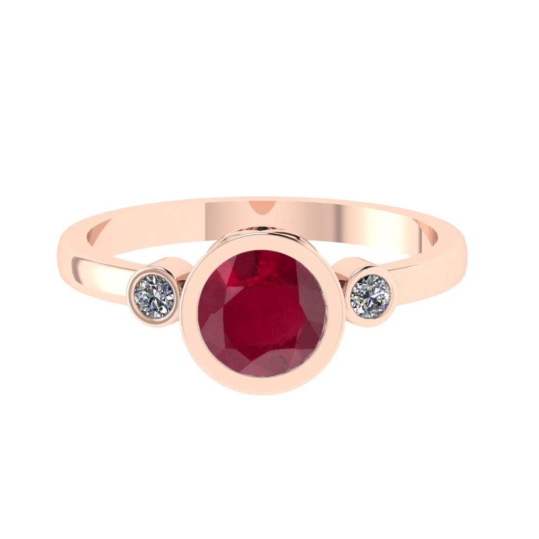 0.91 Ctw VS/SI1 Ruby and Diamond 14k Rose Gold Engagement Ring (ALL DIAMOND: Center Stone Weight :-0.84 Ctw ( Round Cut) Center Stone Color :-Ruby Center Stone Setting : Prong Side Diamond Weight Of Ctw :- 0.07 Ctw Color : G-H Clarity : VS/SI1 Daimond Setting : Prong Metal