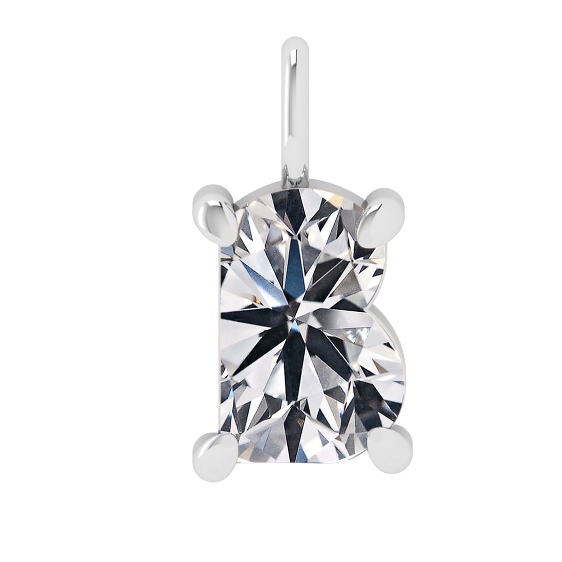 0.79 ctw VS Diamond Style Prong Set 14k White Gold Alphabet-B Pendant (ALL (1 of 1)