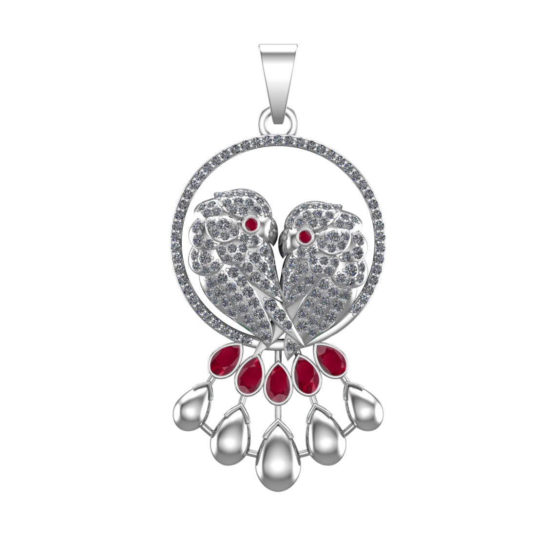 3.73 Ctw VS/SI1 Ruby and Diamond 14k white Gold Pandant (ALL DIAMOND ARE LA