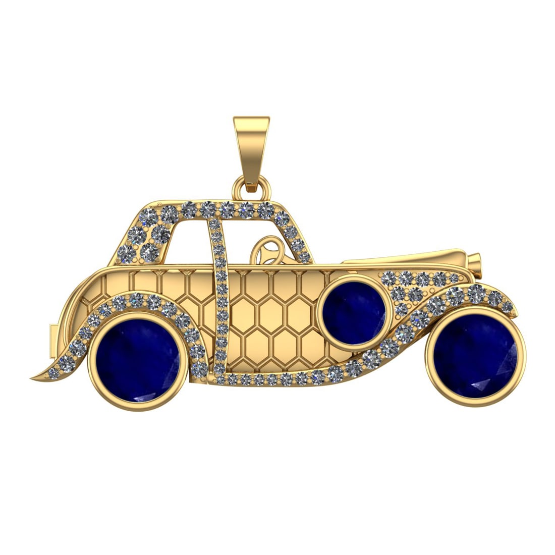 6.09 Ctw VS/SI1 Blue Sapphire and Diamond Prong Set 14k Yellow Gold Vintage