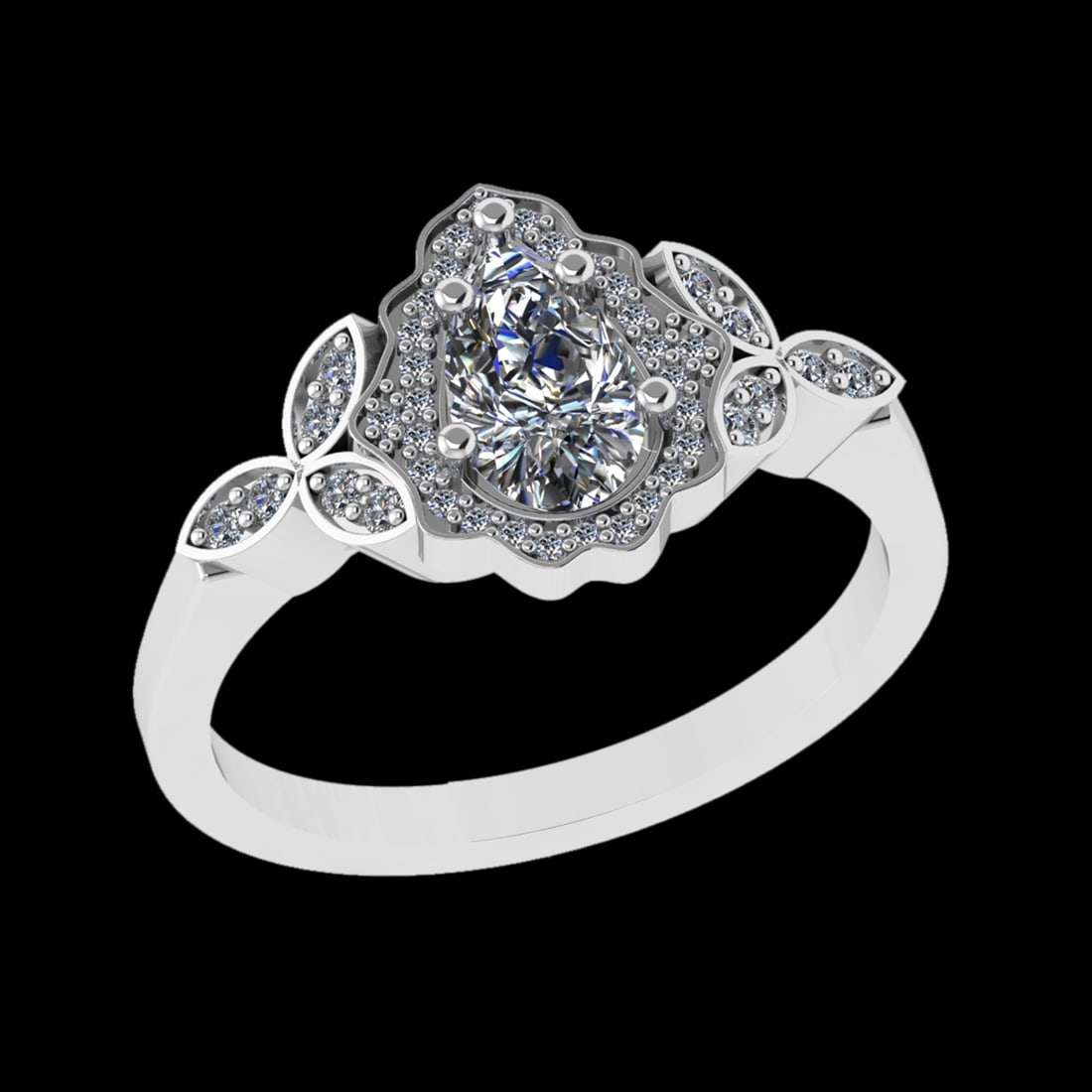 1.41 Ctw VS/SI1 Diamond 14 K White Gold Engagement Ring (ALL DIAMOND ARE LA