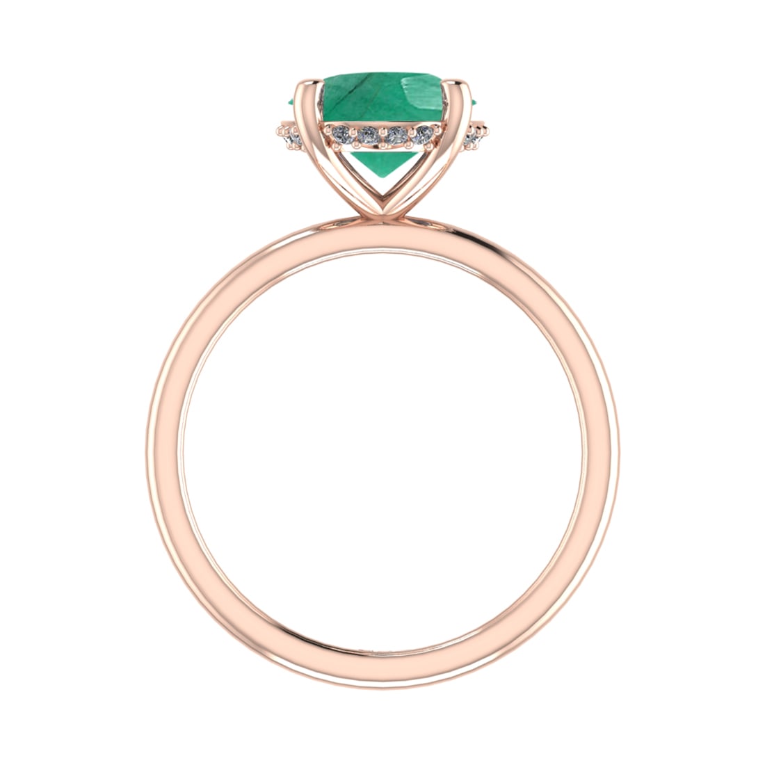 2.59 Ctw VS/SI1 Emerald and Diamond 14k Rose Gold Engagement Ring (ALL DIAM: Center Stone Weight :-2.50 Ctw ( Oval Cut) Center Stone Color :-Emerald Center Stone Setting : Prong Side Diamond Weight Of Ctw :- 0.09 Ctw Color : J-K Clarity : VS/SI1 Daimond Setting : Prong Metal W