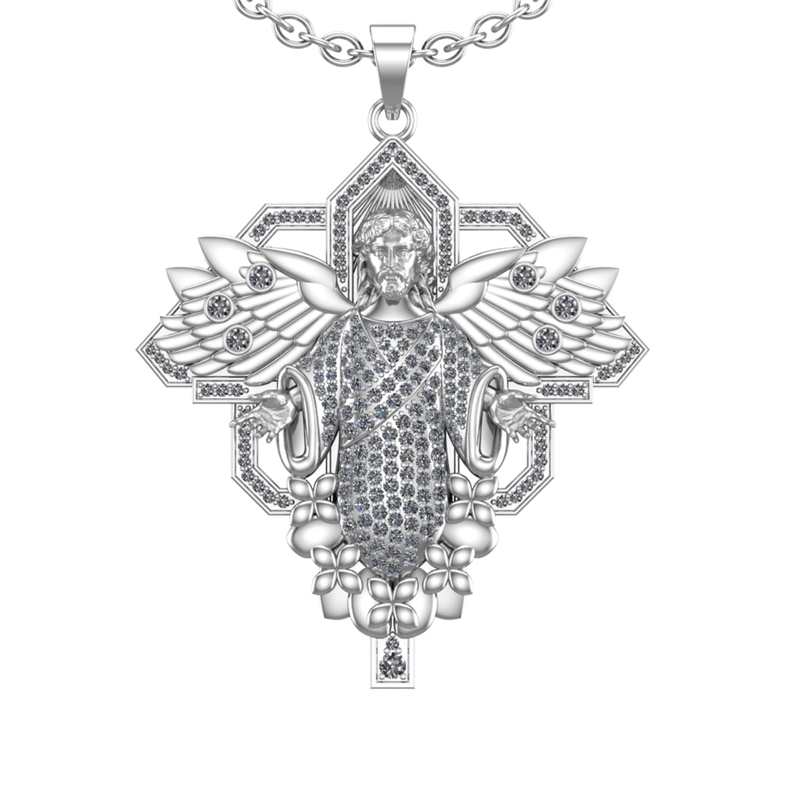 1.95 Ctw SI2/SI1 Diamond 14k white Gold Pendant (ALL DIAMOND ARE LAB GROWN)