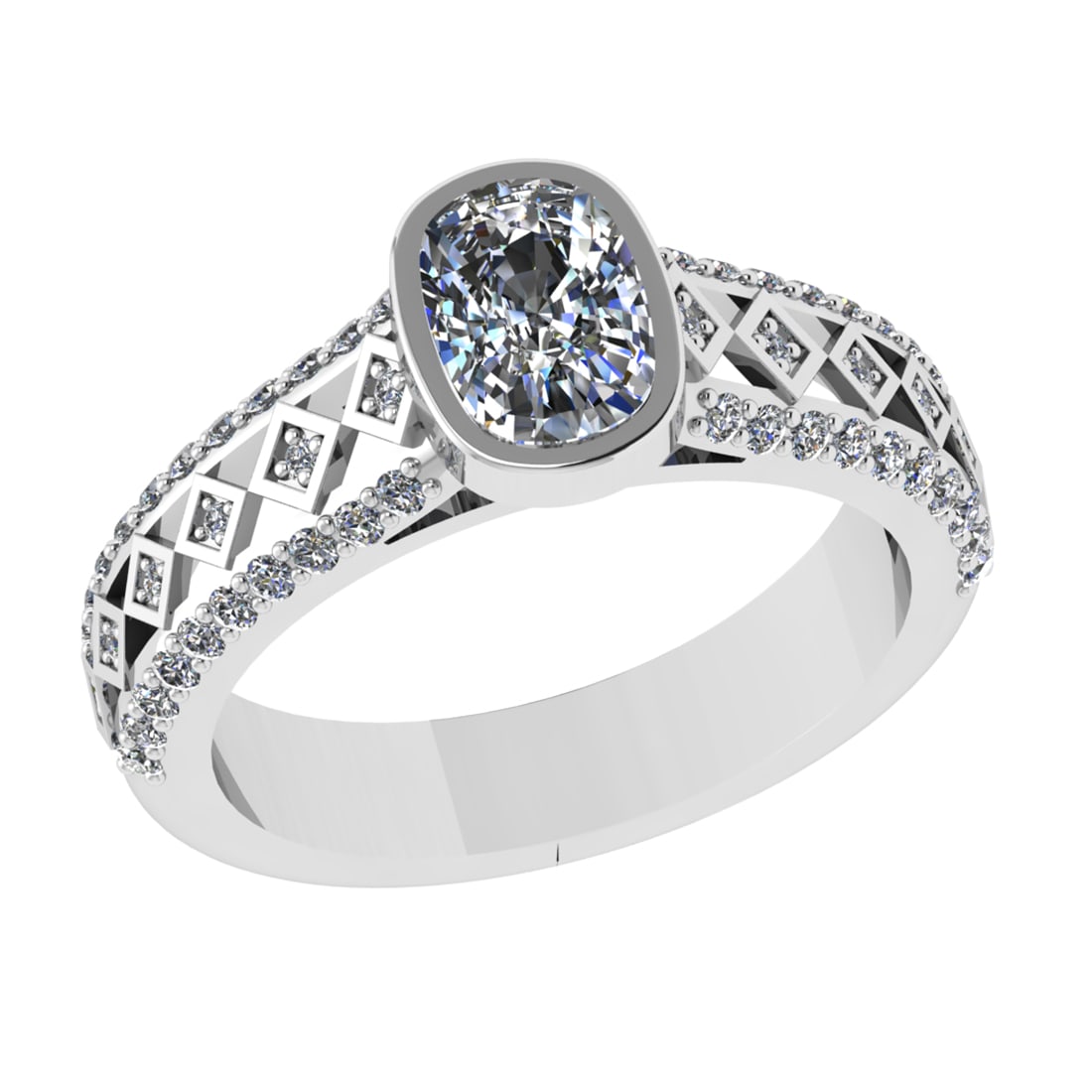 2.46 Ctw VS/SI1 Diamond 14k white Gold Engagement Ring (ALL DIAMOND ARE LAB