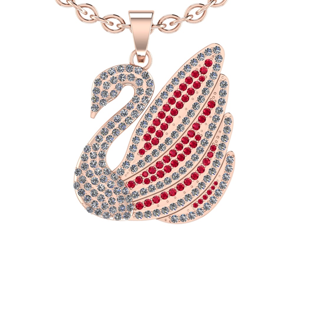 3.04 Ctw VS/SI1 Ruby and Diamond 14K Rose Gold Necklace (ALL DIAMOND ARE LA