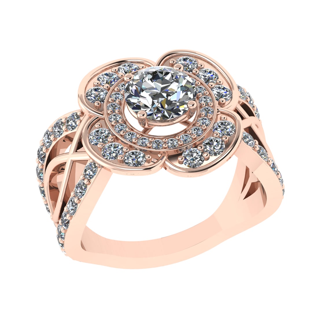 2.28 Ctw SI1/SI2 Diamond 14k Rose Gold Engagement Ring (ALL DIAMOND ARE LAB