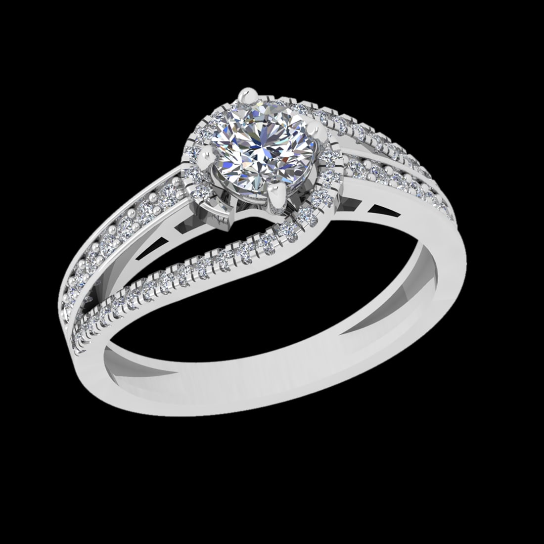 0.86 Ctw SI1/SI2Diamond Prong Set 10k white Gold Engagement Ring (ALL DIAMO: Center Daimond Weight :-0.50 Ctw ( Round Cut) Color : J-K Clarity : SI1/SI2 Side Diamond Weight Of Ctw 0.36 Ctw Color : J-K Clarity : SI1/SI2 Daimond Setting : Prong Metal Weight : Approx 3.63 gram 10