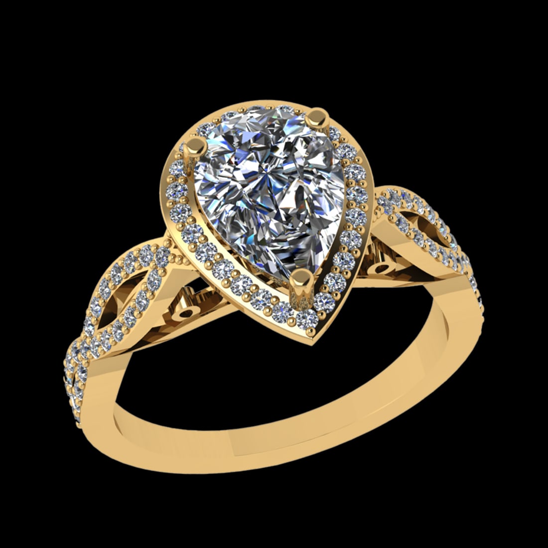 2.99 Ctw VS/SI1 Diamond 10k Yellow Gold Engagement Ring (ALL DIAMOND ARE LA: Center Daimond Weight :-2.50 Ctw ( Pear Cut) Color : J-K Clarity : VS/SI1 Side Diamond Weight Of Ctw 0.49 Ctw Color : J-K Clarity : VS/SI1 Daimond Setting : Prong Metal Weight : Approx 4.33 gram 10k