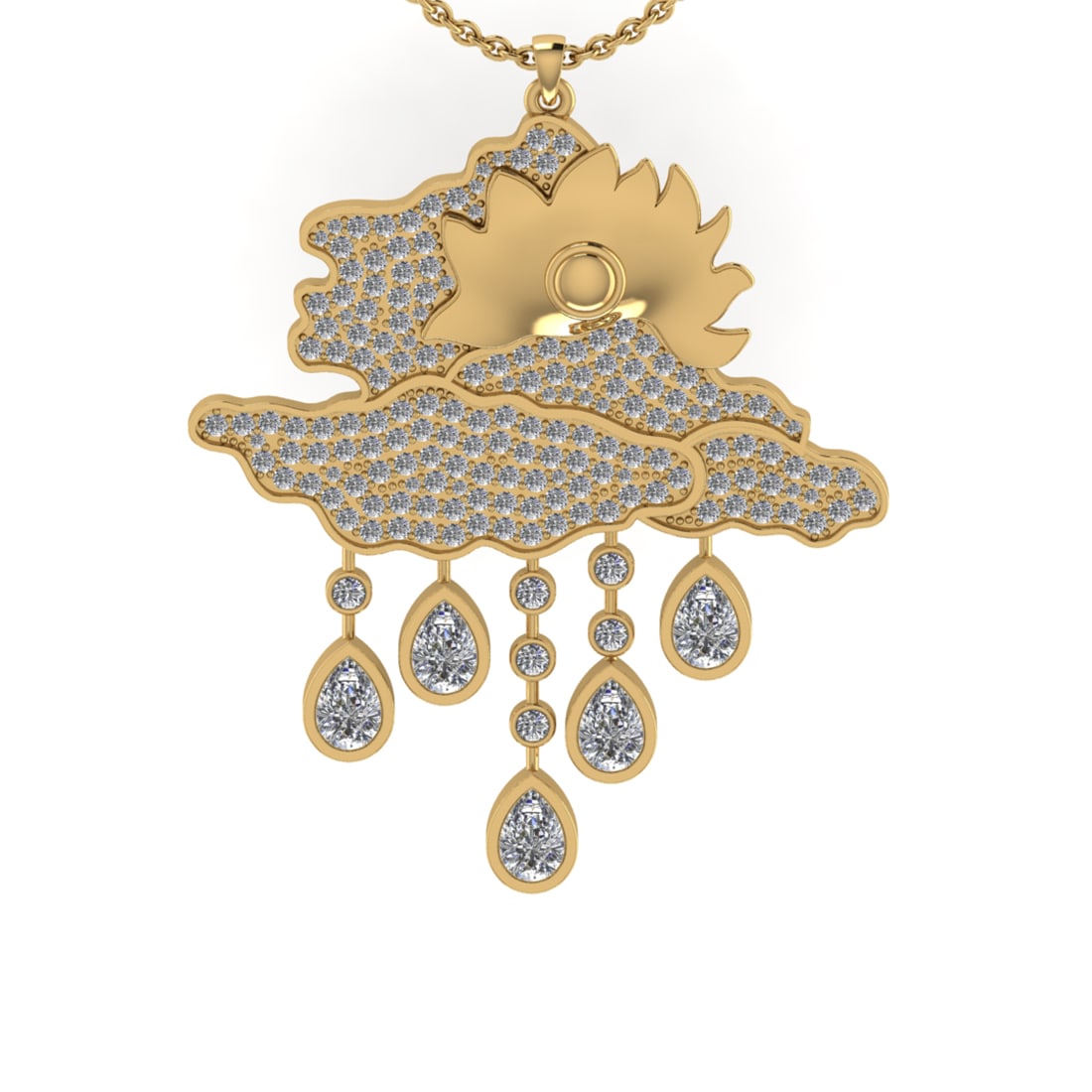 3.35 Ctw VS/SI1 Diamond 14K Yellow Gold Necklace (ALL DIAMOND ARE LAB GROWN