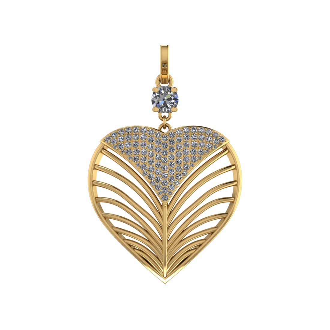 2.13 Ctw SI1/SI2 Diamond Prong Set 14k Yellow Gold Pendant (ALL DIAMOND ARE