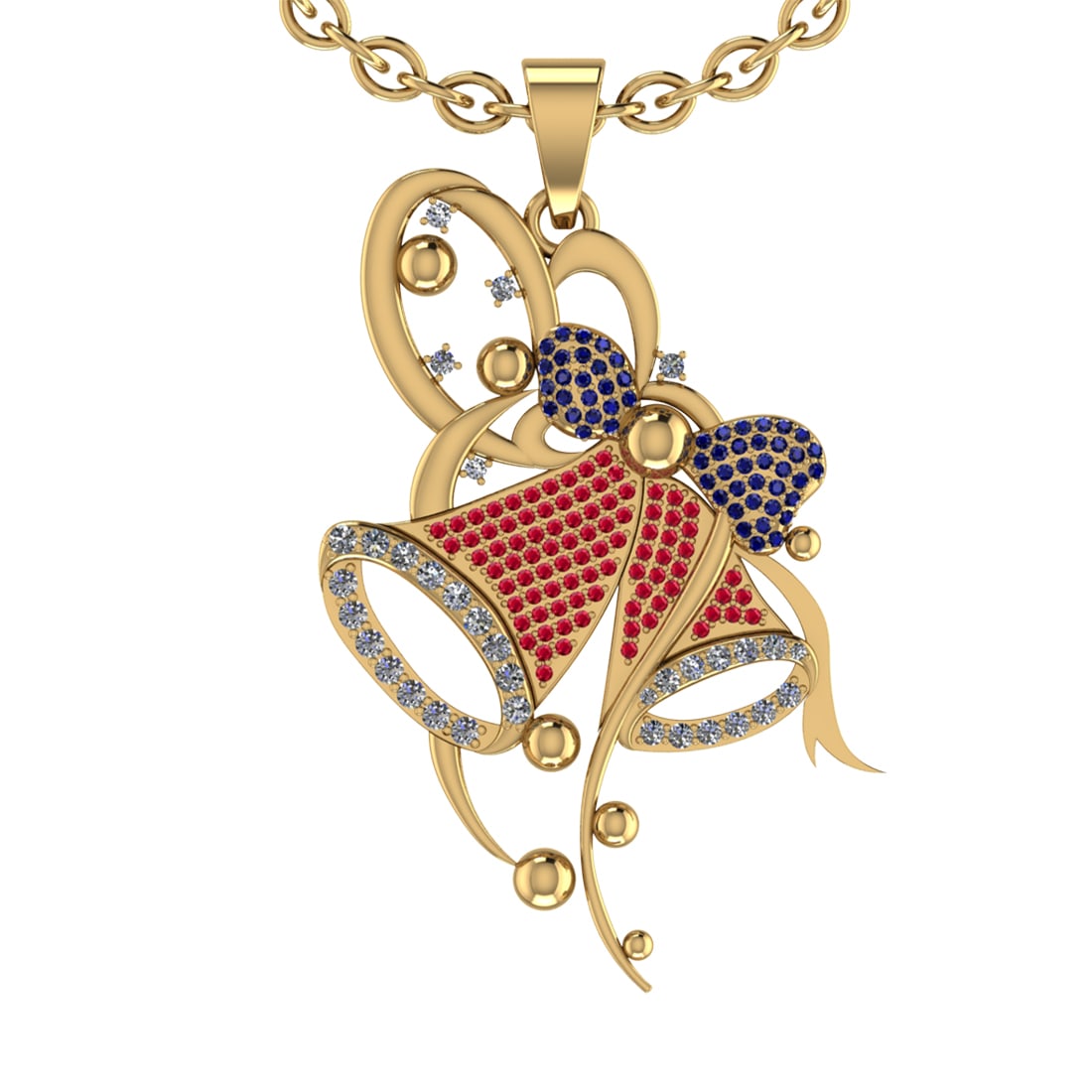 1.28 Ctw VS/SI1 Ruby,Blue Sapphire And Diamond 14K Yellow Gold Necklace (AL