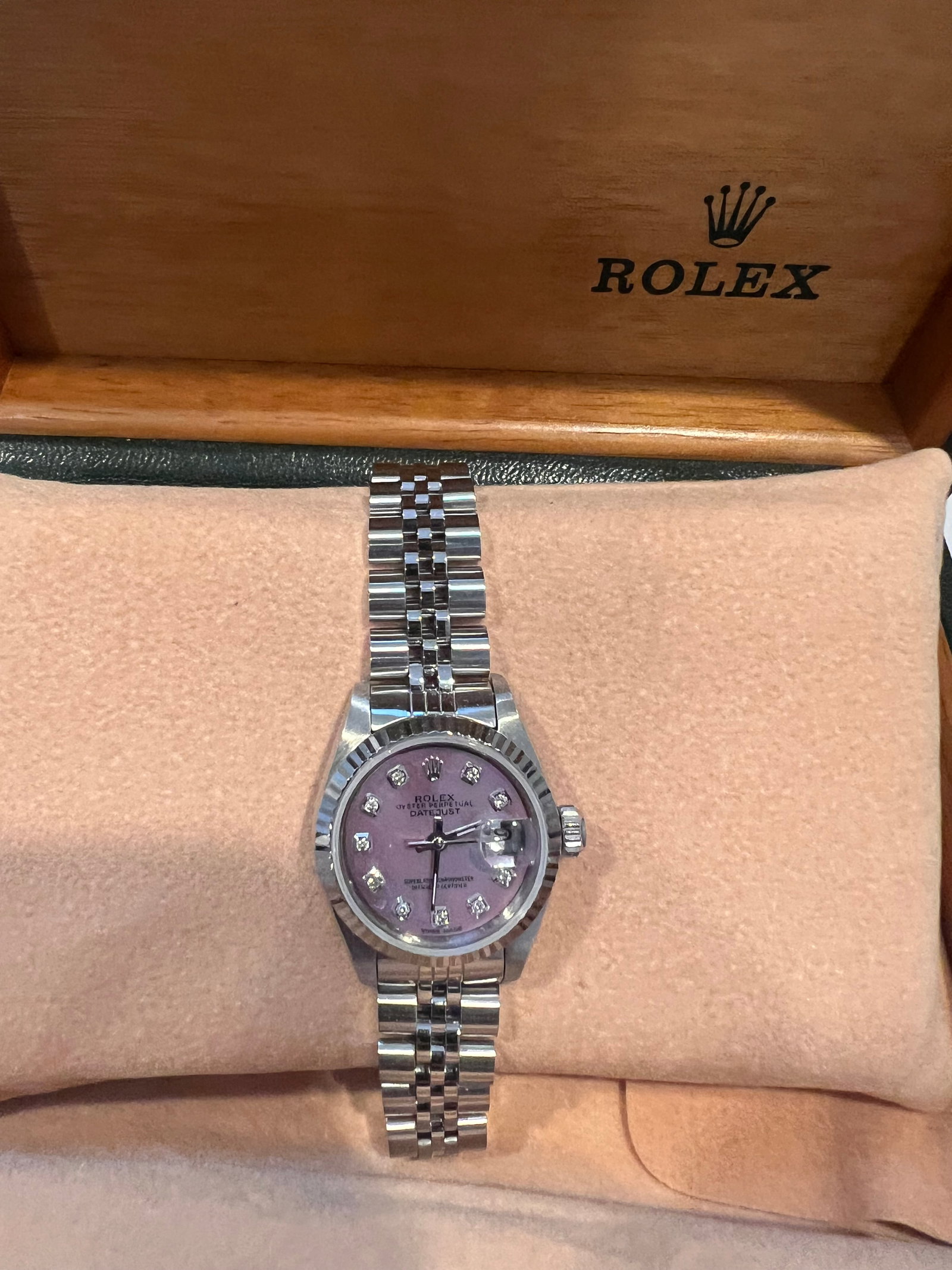 Stainless Steel 26mm Rolex w/Custom Mother Of Pearl Dial Comes with Box & A