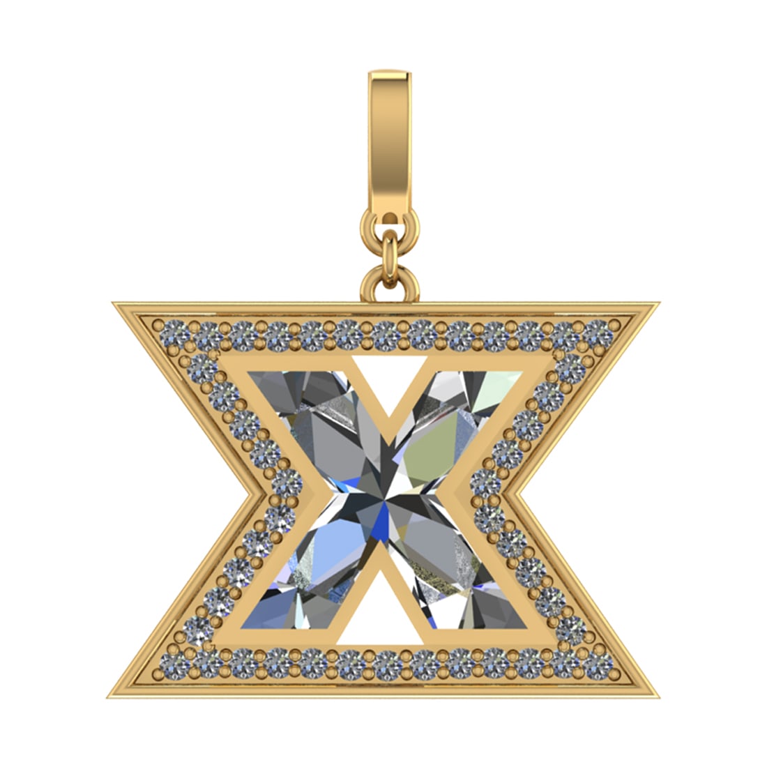 1.27 Ctw SI2/SI1 Diamond Prong Set 14k Yellow Gold Alphabet-X Pendant (ALL: Center Daimond Weight :-0.91 Ctw Color : White Side Diamond Weight Of Ctw 0.36 Ctw Color : G-H Clarity : SI2/SI1 Daimond Setting : Prong Metal Weight : Approx 6.74 gram 14k Yellow Gold Alphabet-X Pend
