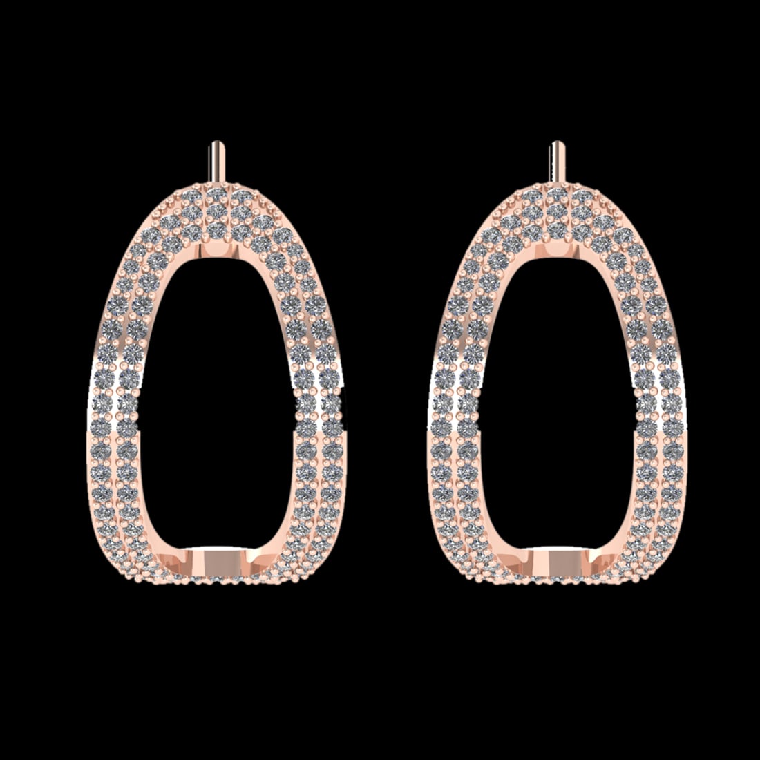 1.06 Ctw VS/SI1 Diamond 14 K Rose Gold Earrings (ALL DIAMOND ARE LAB GROWN