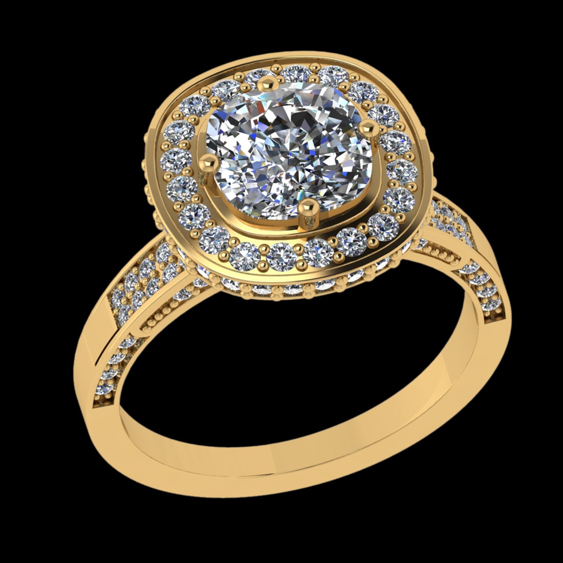 2.59 Ctw VS/SI1 Diamond 14 K Yellow Gold Engagement Ring (ALL DIAMOND ARE L