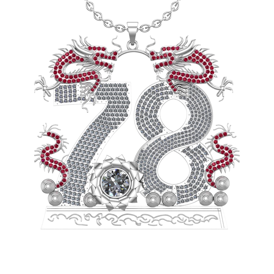 9.72 Ctw VS/SI1 Ruby And Diamond Style Prong Set 14K White Gold Poker theme: Color stone weight :- 2.01 Ctw (Round cut ) stone Color :- Ruby setting :-Prong Center Diamond Weight : 2.32 Ctw ( 1pec Round Cut ) Center Diamond Color : J-K Clarity : VS/SI1 Stone Setting : Prong