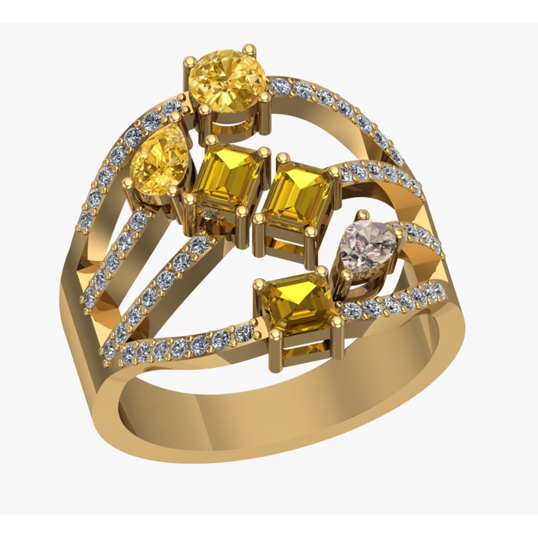 2.21 Ctw VS/SI1 Fancy Natural Yellow Brown and white Diamond 14K Yellow Gol (1 of 1)