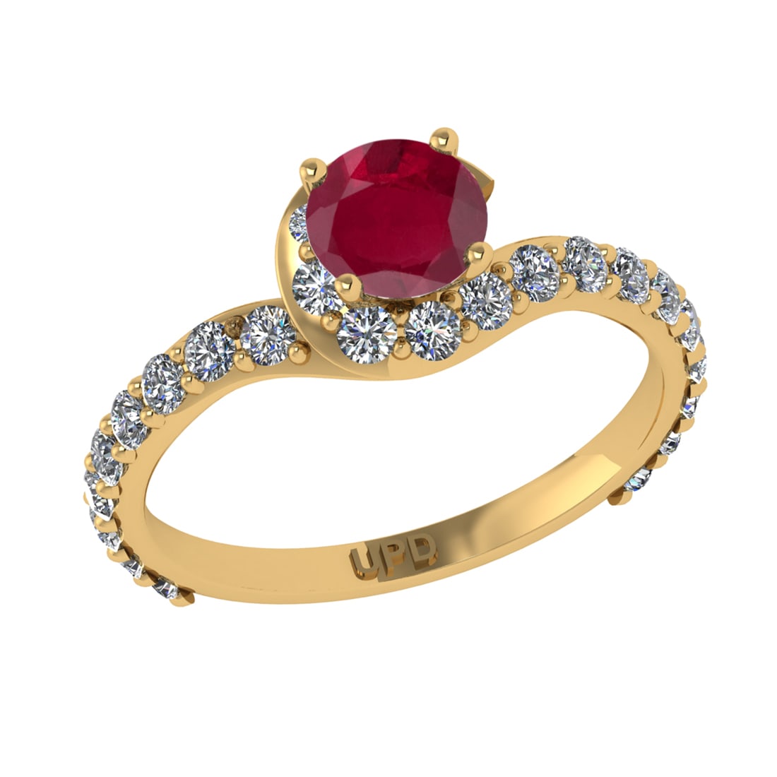 1.67 Ctw VS/SI1 Ruby and Diamond 14k Yellow Gold Engagement Ring (ALL DIAMO (1 of 2)