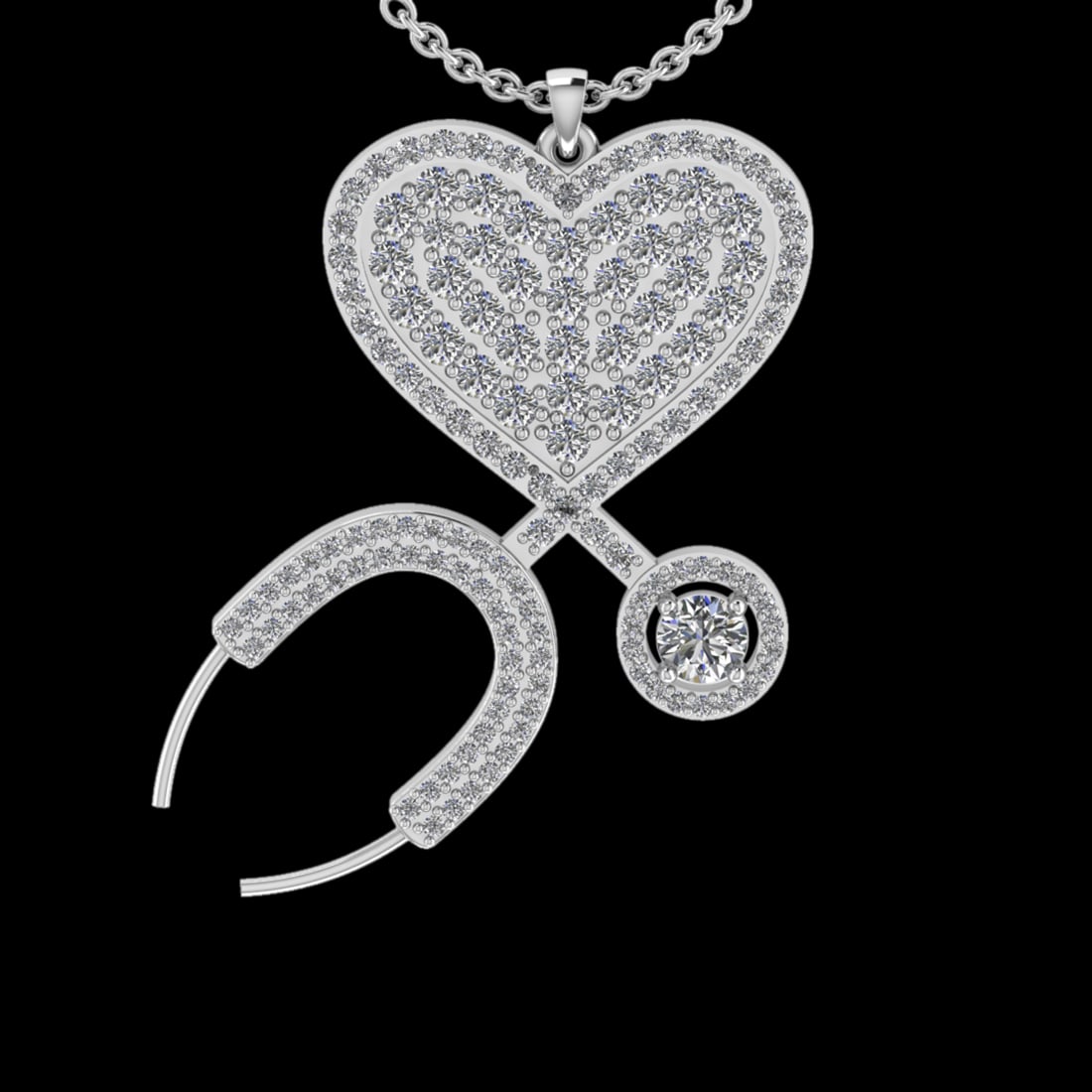 2.40 Ctw VS/SI1 Diamond 10K White Gold Veterinary Doctor theme Pendant (ALL: Total Diamond Weight :-2.40 Ctw (Round cut) Color :- J-K Clarity : VS/SI1 Setting : Prong Metal Weight : Approx 6.80gram 10K White Gold Veterinary Doctor theme Pendant (ALL DIAMOND ARE LAB GROWN ) #3S