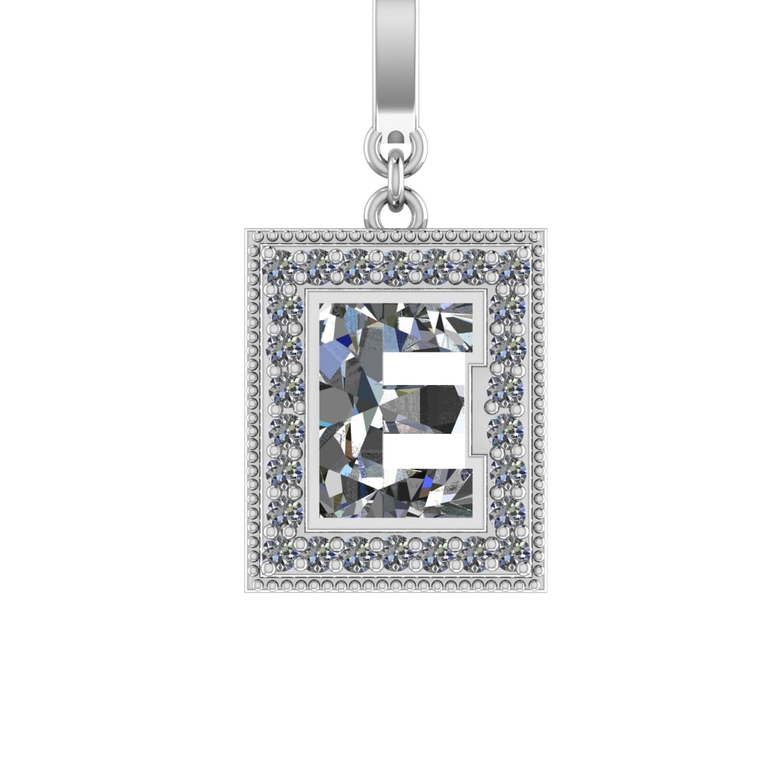 1.41 Ctw SI2/SI1 Diamond Prong Set 14k White Gold Alphabet-E Pendant (ALL D