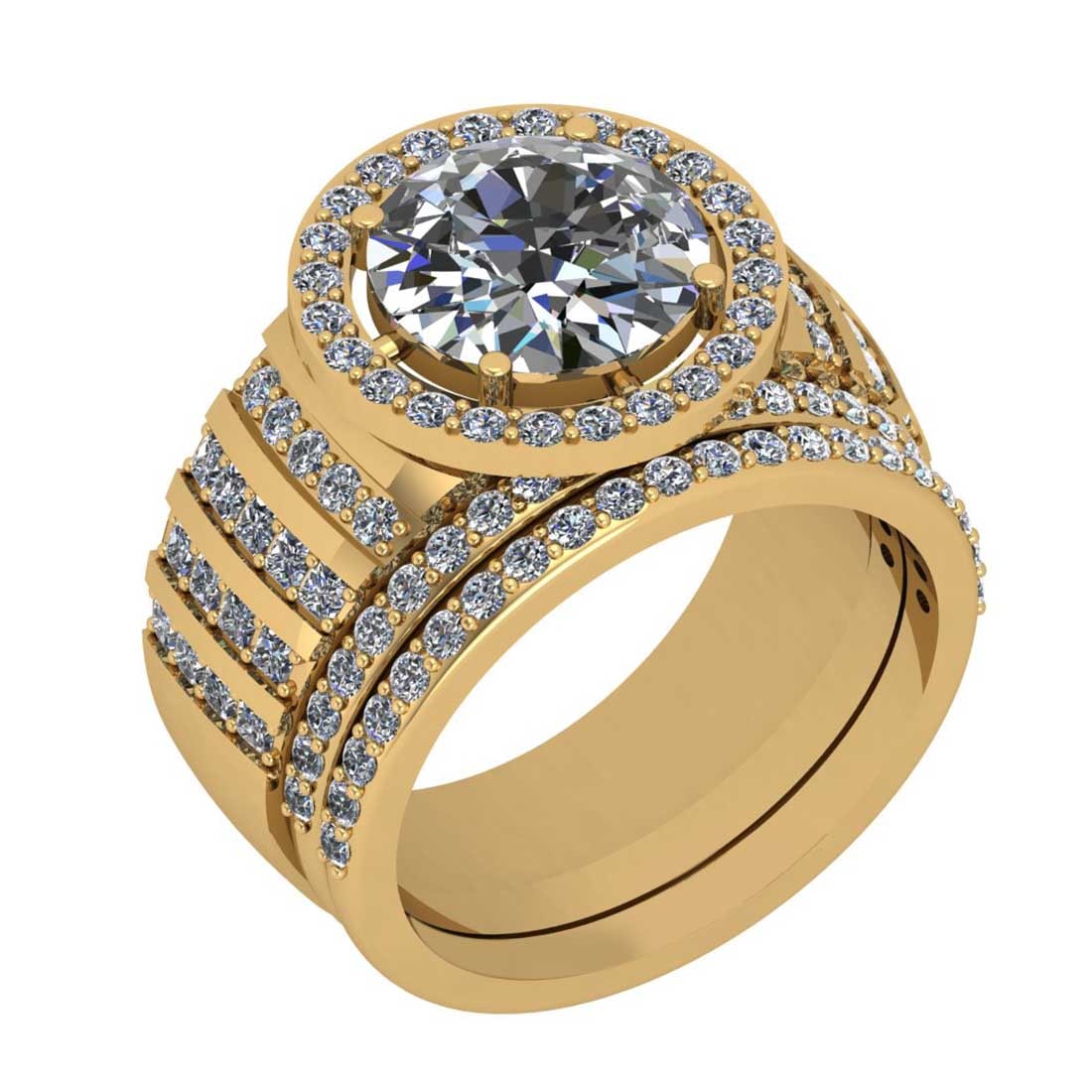 5.97 Ctw SI2/I1 Diamond Style Prong Set 18K Yellow Gold Engagement set Ring (1 of 2)