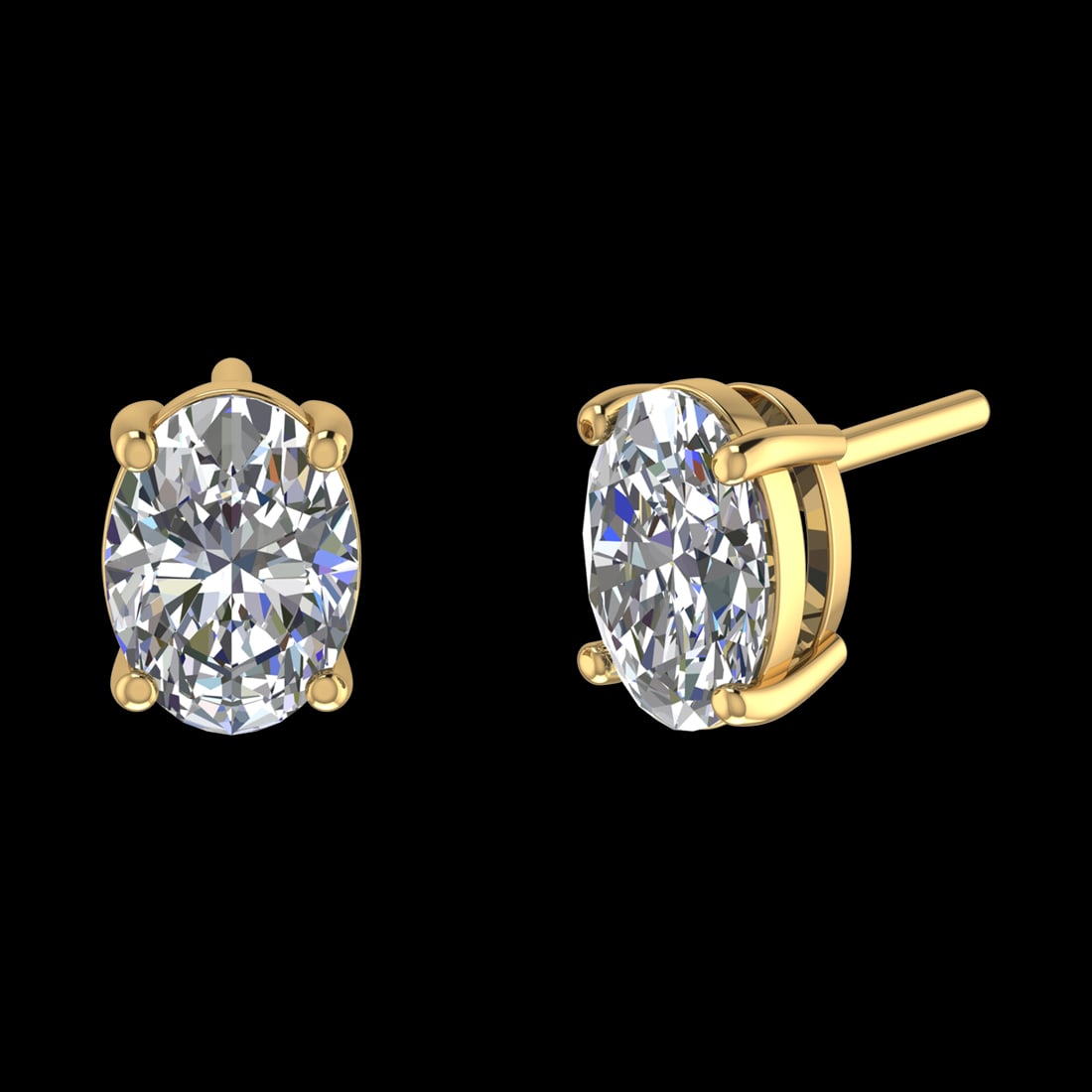 4.00 Ctw VS/SI1 Diamond 14k Yellow Gold Stud Earrings (ALL DIAMOND ARE LAB