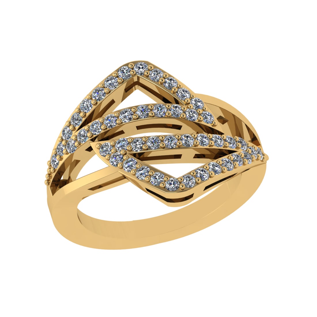 0.61 Ctw VS/SI1 Diamond Prong Set 18k Yellow Gold Engagement Ring