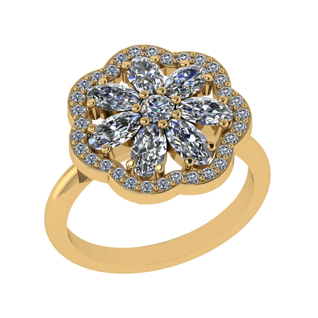 1.93 Ctw SI2/SI1 Emerald and Diamond 14k Yellow Gold Engagement Ring