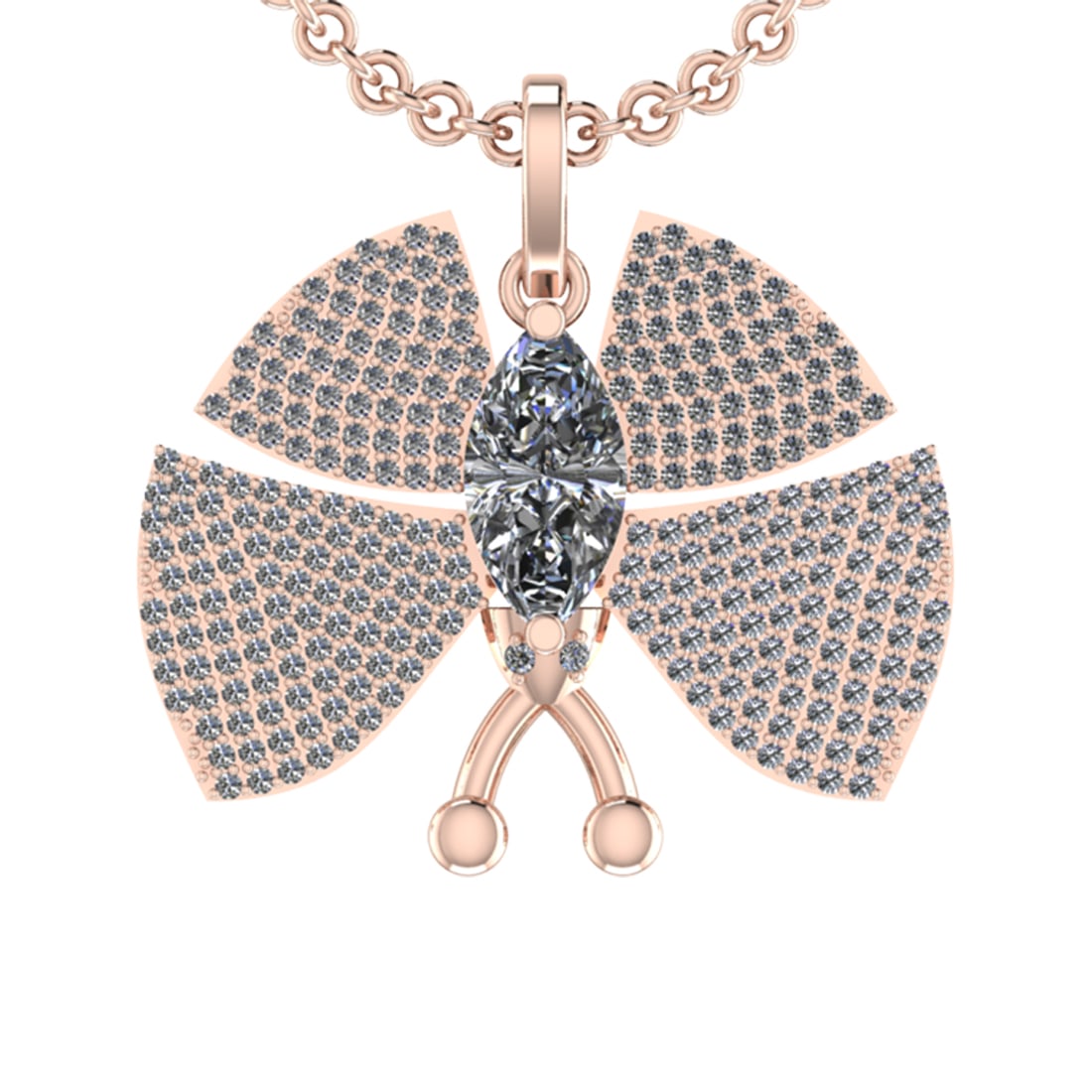 2.98 Ctw VS.SI1 (ALL DIAMOND ARE LAB GROWN ) Diamond 14k Rose Gold Necklace: Center Daimond Weight :-1.50 Ctw ( Marquise Cut) Color : G-H Clarity : VS.SI1 (ALL DIAMOND ARE LAB GROWN ) Side Diamond Weight Of Ctw 1.48 Ctw Color : G-H Clarity : VS.SI1 (ALL DIAMOND ARE LAB GROWN
