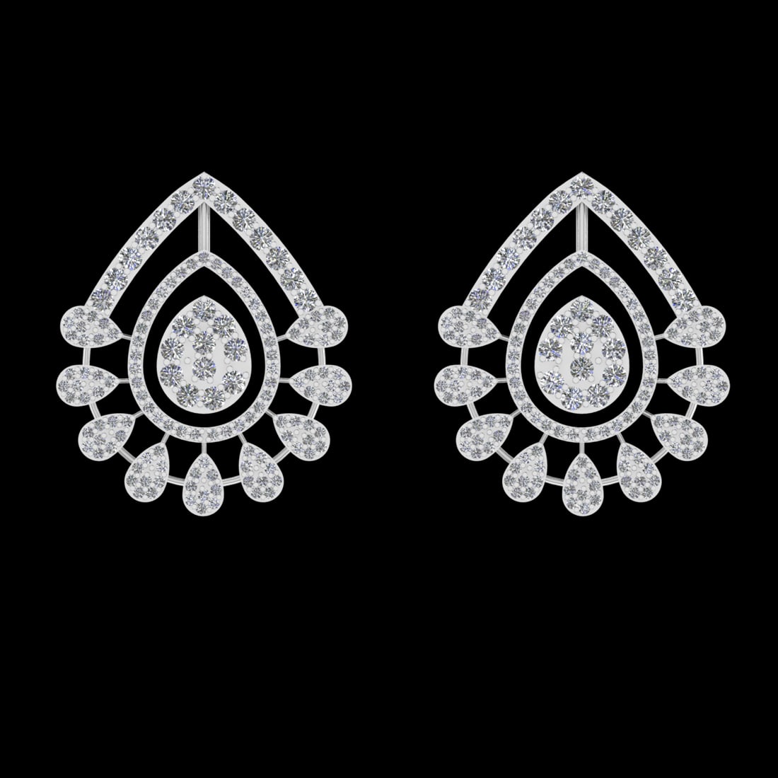 2.84 Ctw VS/SI1 Diamond Prong Set 18k white Gold Stud Earrings (ALL DIAMOND