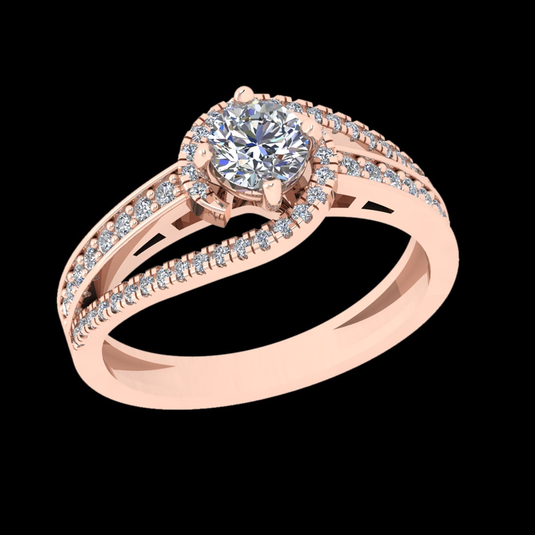 0.86 Ctw SI1/SI2Diamond Prong Set 10k Rose Gold Engagement Ring (ALL DIAMON: Center Daimond Weight :-0.50 Ctw ( Round Cut) Color : J-K Clarity : SI1/SI2 Side Diamond Weight Of Ctw 0.36 Ctw Color : J-K Clarity : SI1/SI2 Daimond Setting : Prong Metal Weight : Approx 3.63 gram 10