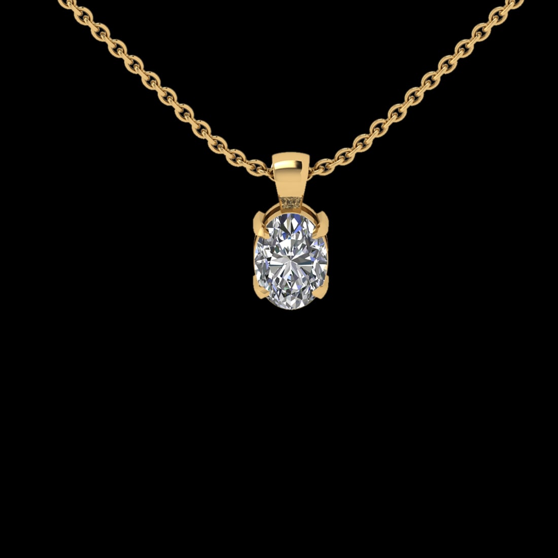 1.20 Ctw VS/SI1 Diamond Style 14 K Yellow Gold Solitaire Necklace(ALL DIAMO: Center Diamond Weight : 1.20 Ctw (Oval Cut) Center Diamond Color :- G-H Center Clarity : VS/SI1 Stone Setting : Prong Metal Weight : Approx 2.30 Gram 14 K Yellow Gold Solitaire Necklace(ALL DIAMOND