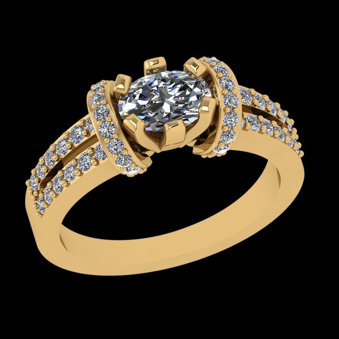 1.25 Ctw VS/SI1 Diamond Prong Set 10k Yellow Gold Engagement Ring (ALL DIAM: Center Daimond Weight :-0.75 Ctw ( Oval Cut) Color : J-K Clarity : VS/SI1 Side Diamond Weight Of Ctw 0.50 Ctw Color : J-K Clarity : VS/SI1 Daimond Setting : Prong Metal Weight : Approx 6.06 gram 10k