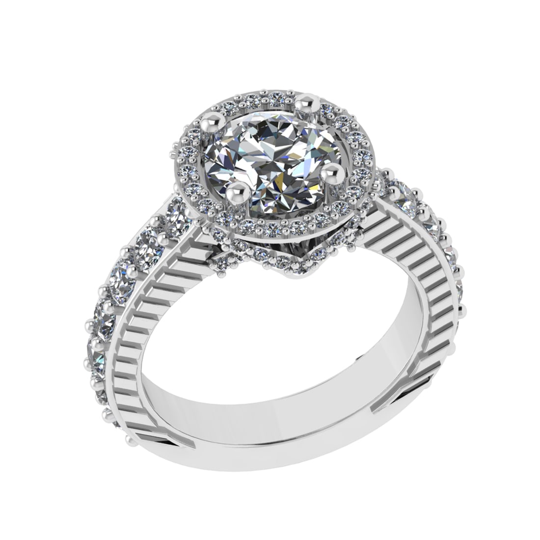 3.62 Ctw VS/SI1 Diamond 14k white Gold Hiden Halo Engagement Ring (ALL DIAM